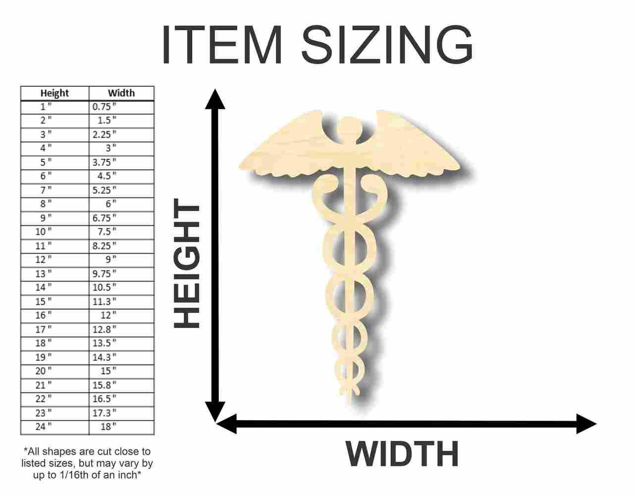 Unfinished DIY Wood Caduceus Shape for Medicine - Crafting Projects up to 46 Inches