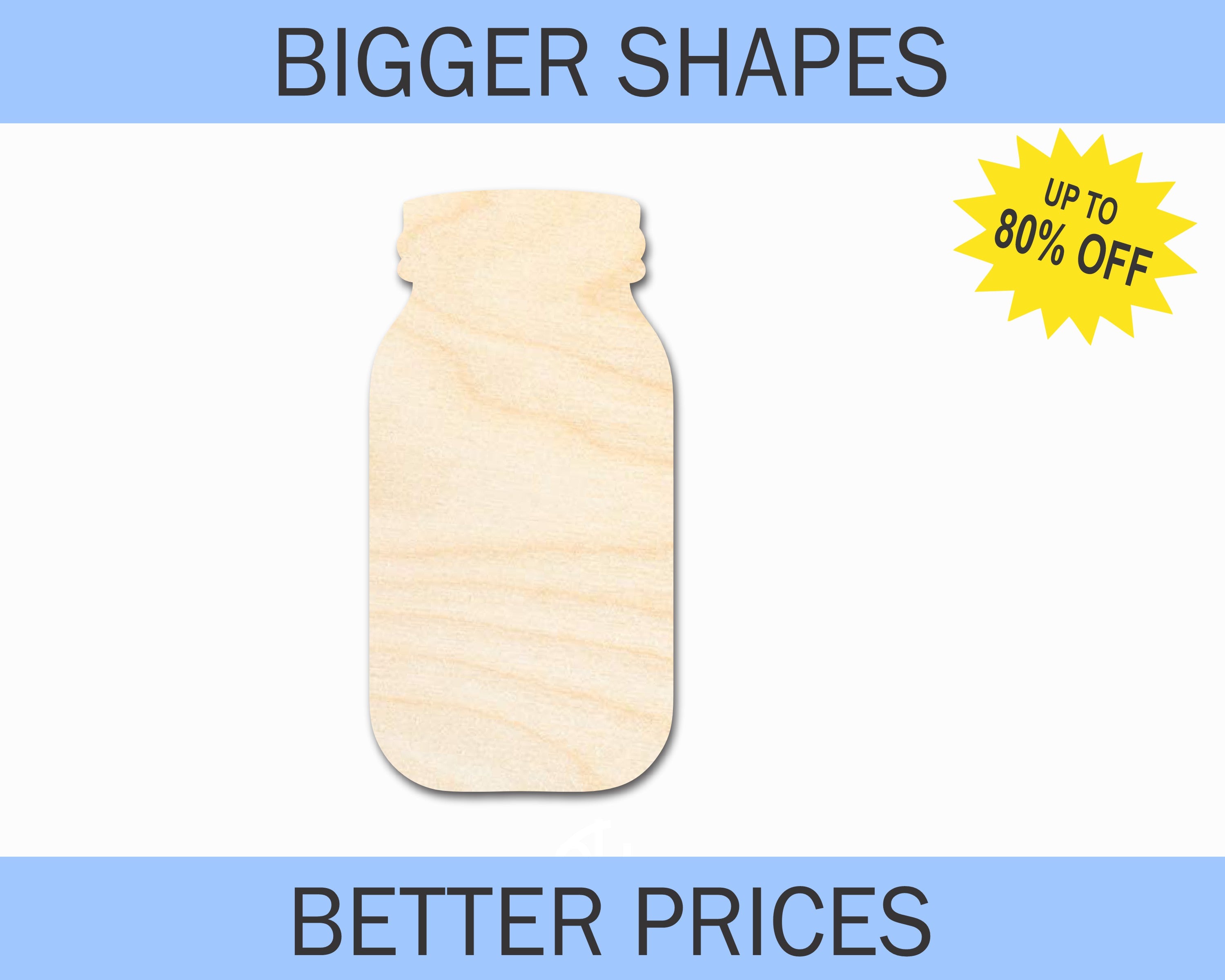 Bigger and Superior Unfinished Wood DIY Craft Cutout in Mason Jar Shape