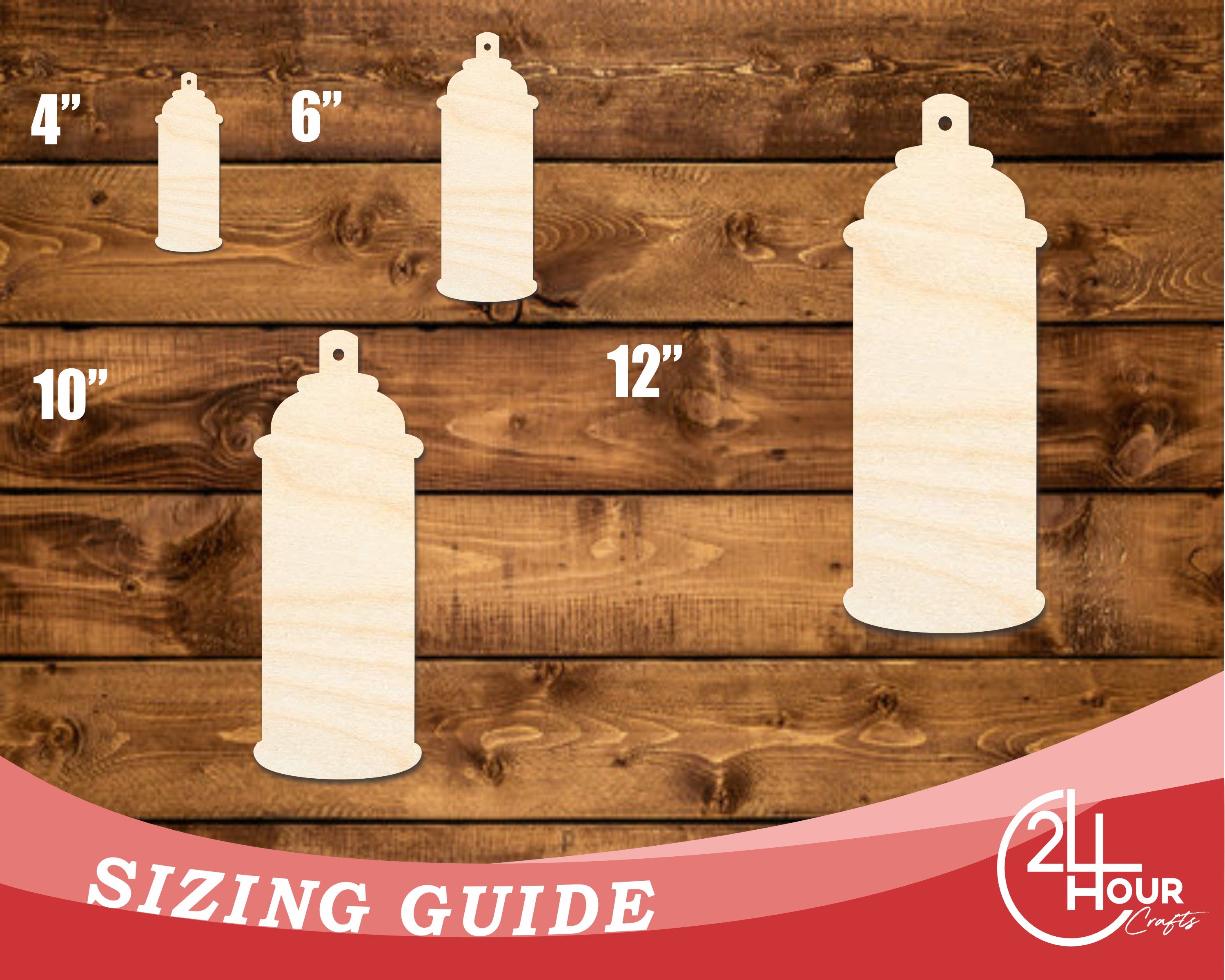 Unfinished Baltic Birch Spray Can Shape DIY Craft Cutouts, Up to 46 Sizes
