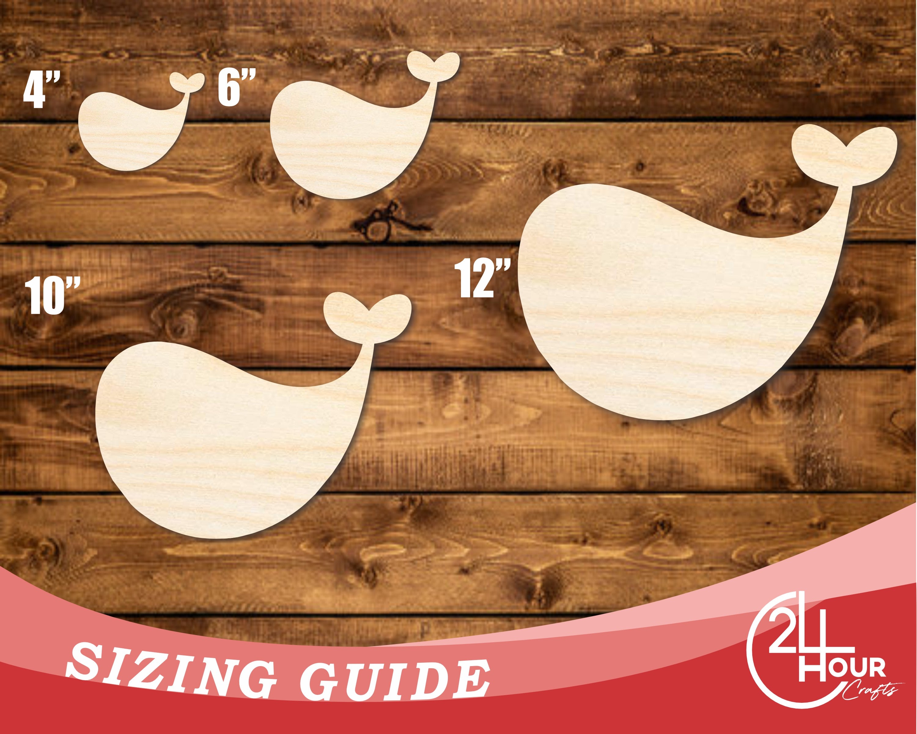 Unfinished DIY Craft Cutout of Adorable Whale Shape, Up to 46 Different DIY Options