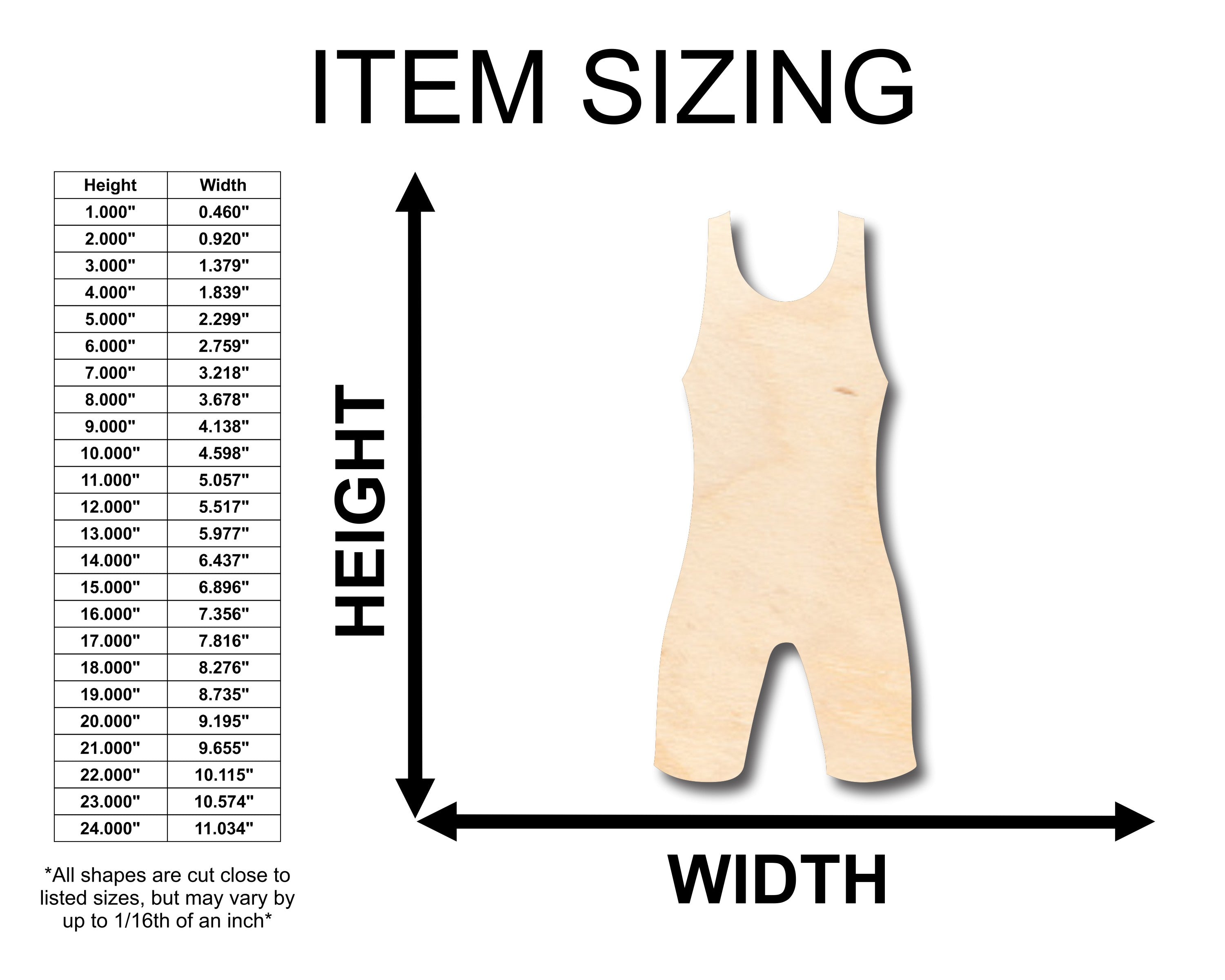 DIY Unfinished Wood Wrestling Uniform Shape for Crafts up to 46