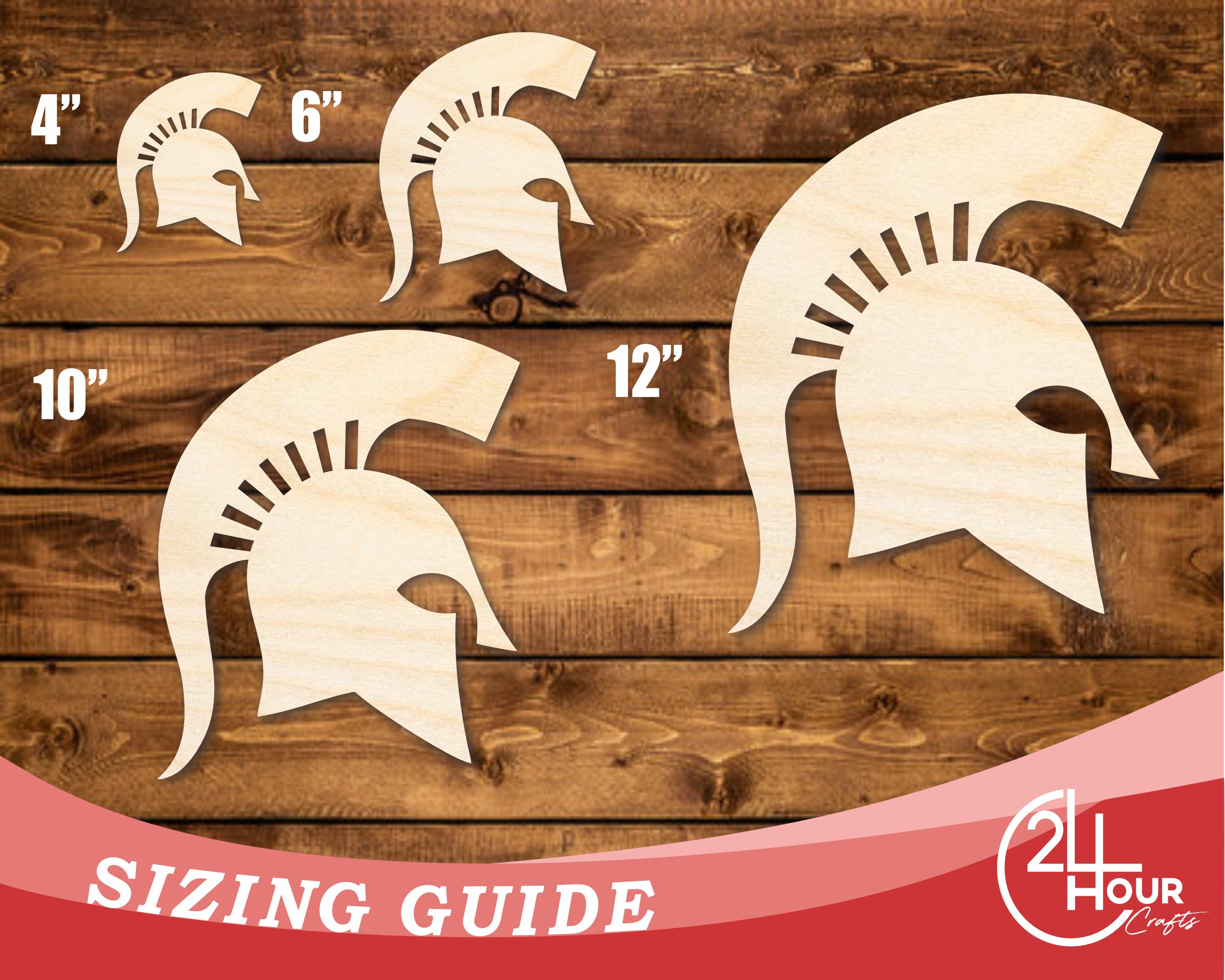 Unfinished DIY Craft Cutout of Spartan Mascot Shape, Available for up to 46 DIY Projects