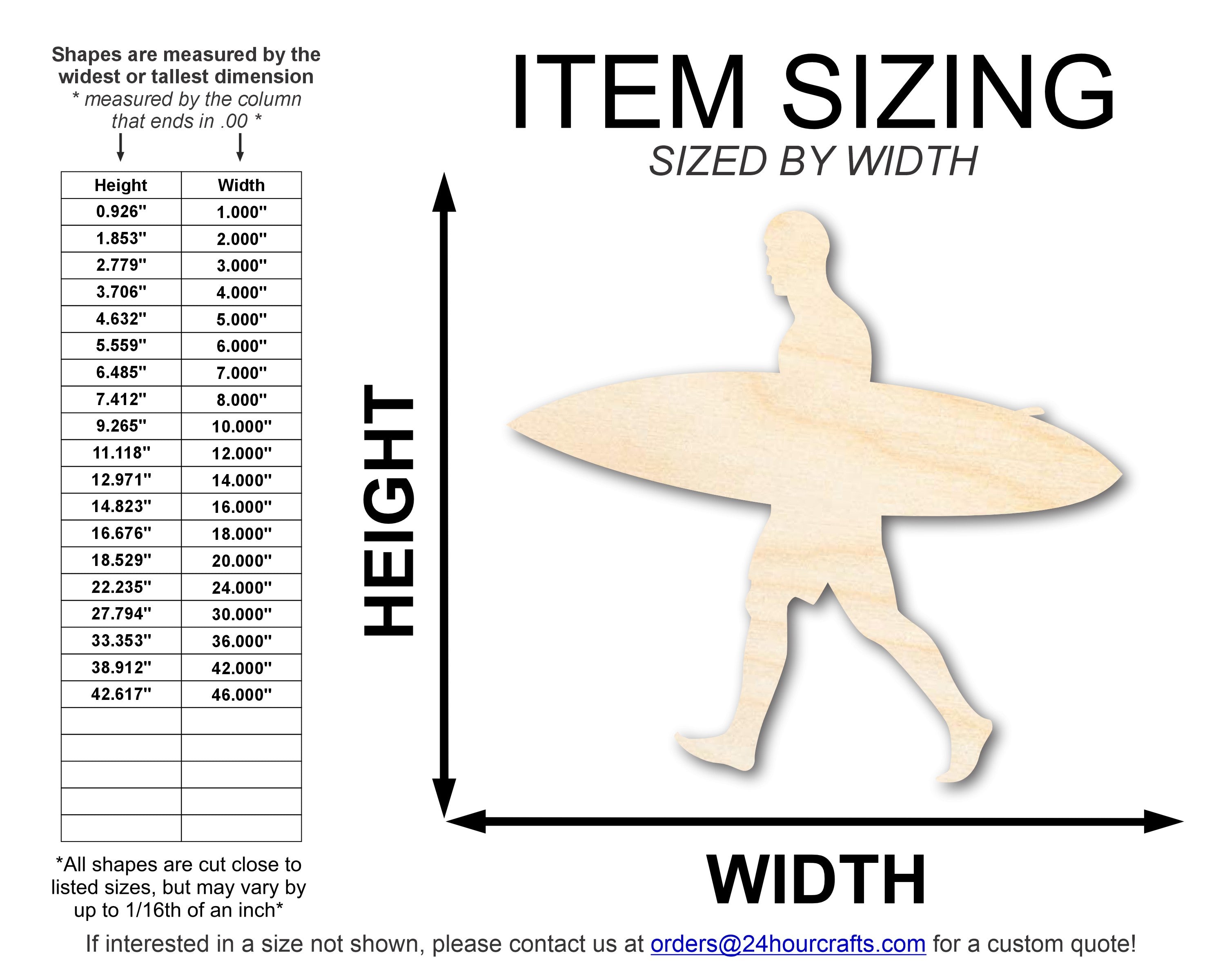 DIY Unfinished Baltic Birch Wood Surfer Guy Cutout up to 46 Inches