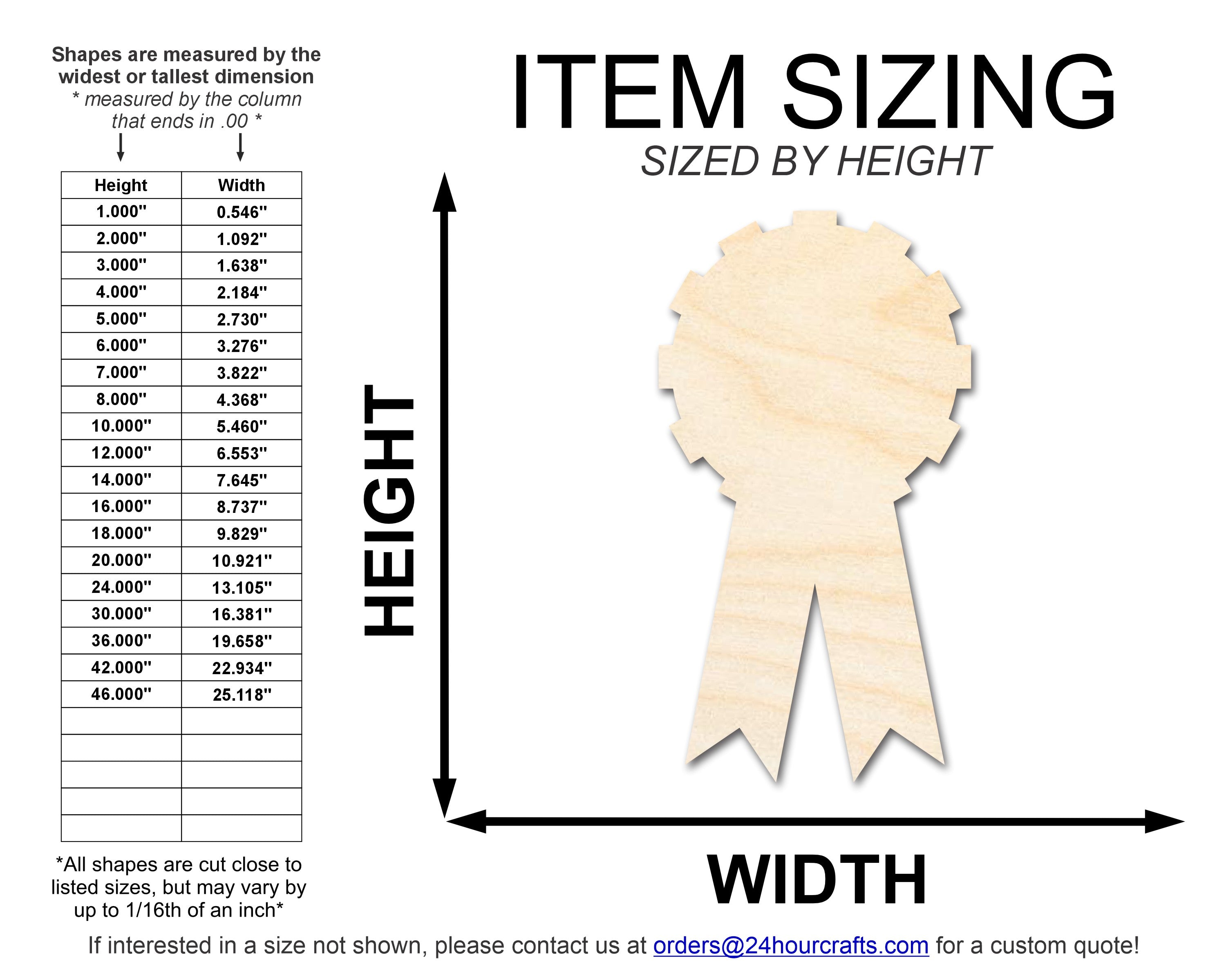 Unfinished Premium Birch Wood Award Ribbon Shape DIY Craft Cutout up to 36 Inches