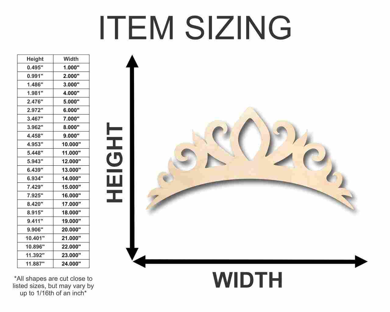 Unfinished DIY Wood Tiara Crown Shape Craft for Royalty Projects, Sizes Up to 46 Inches