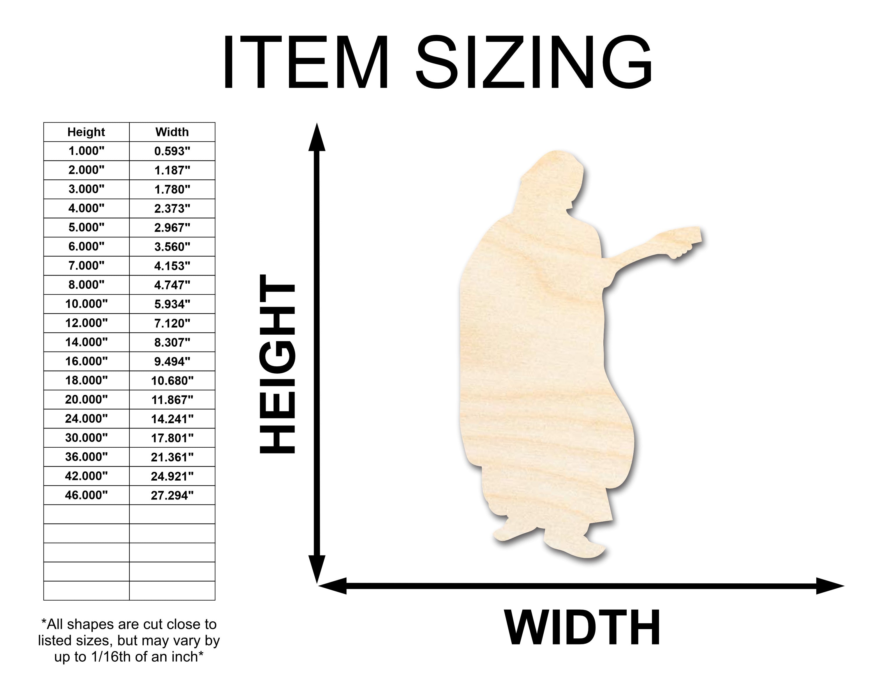 Unfinished Renaissance Bard Shape Wood Craft - Up to 46 Inches