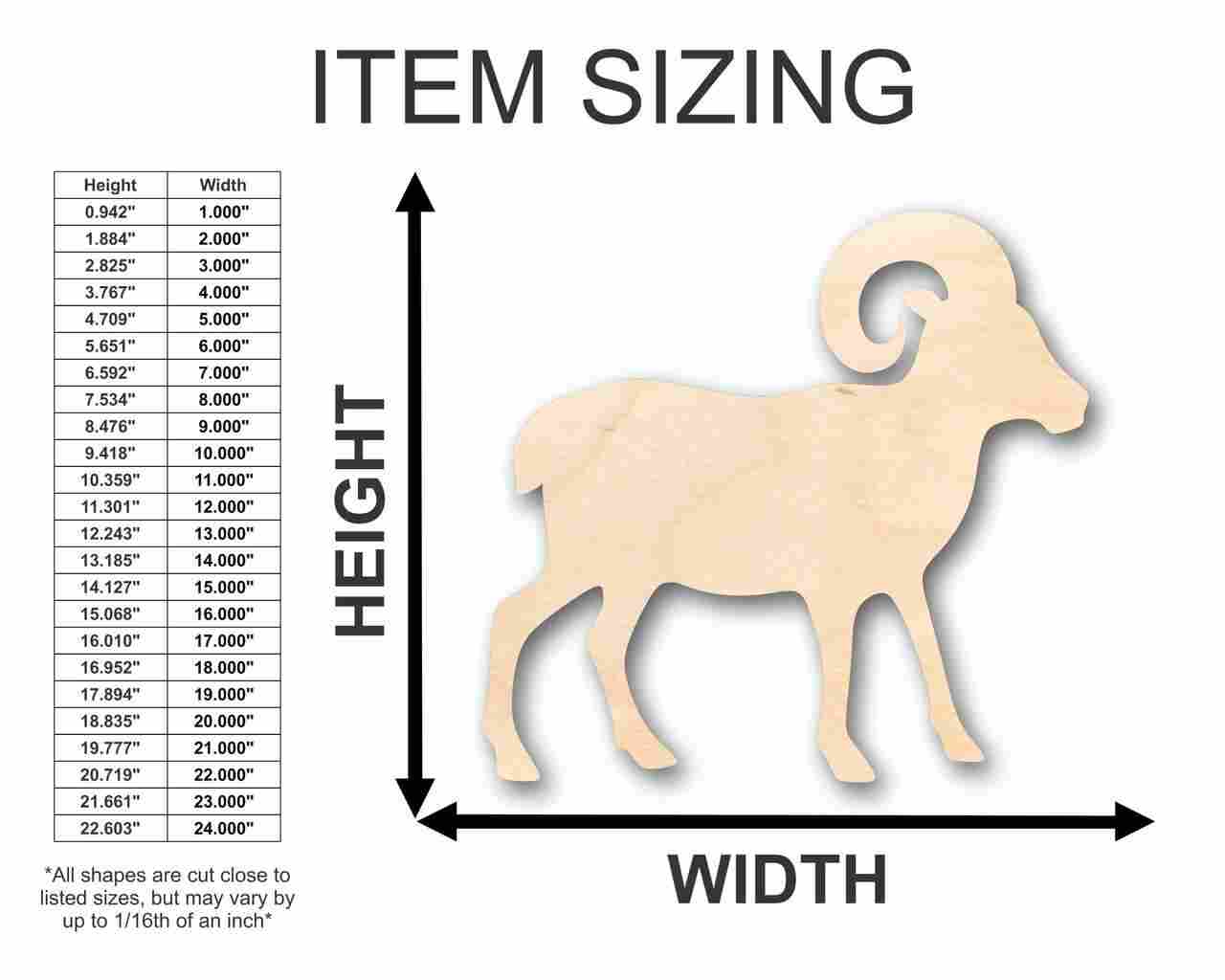 Unfinished Baltic Birch Wood Ram Sheep Shape - Ideal for Farm Animal Crafts and Up to 46 DIY Projects