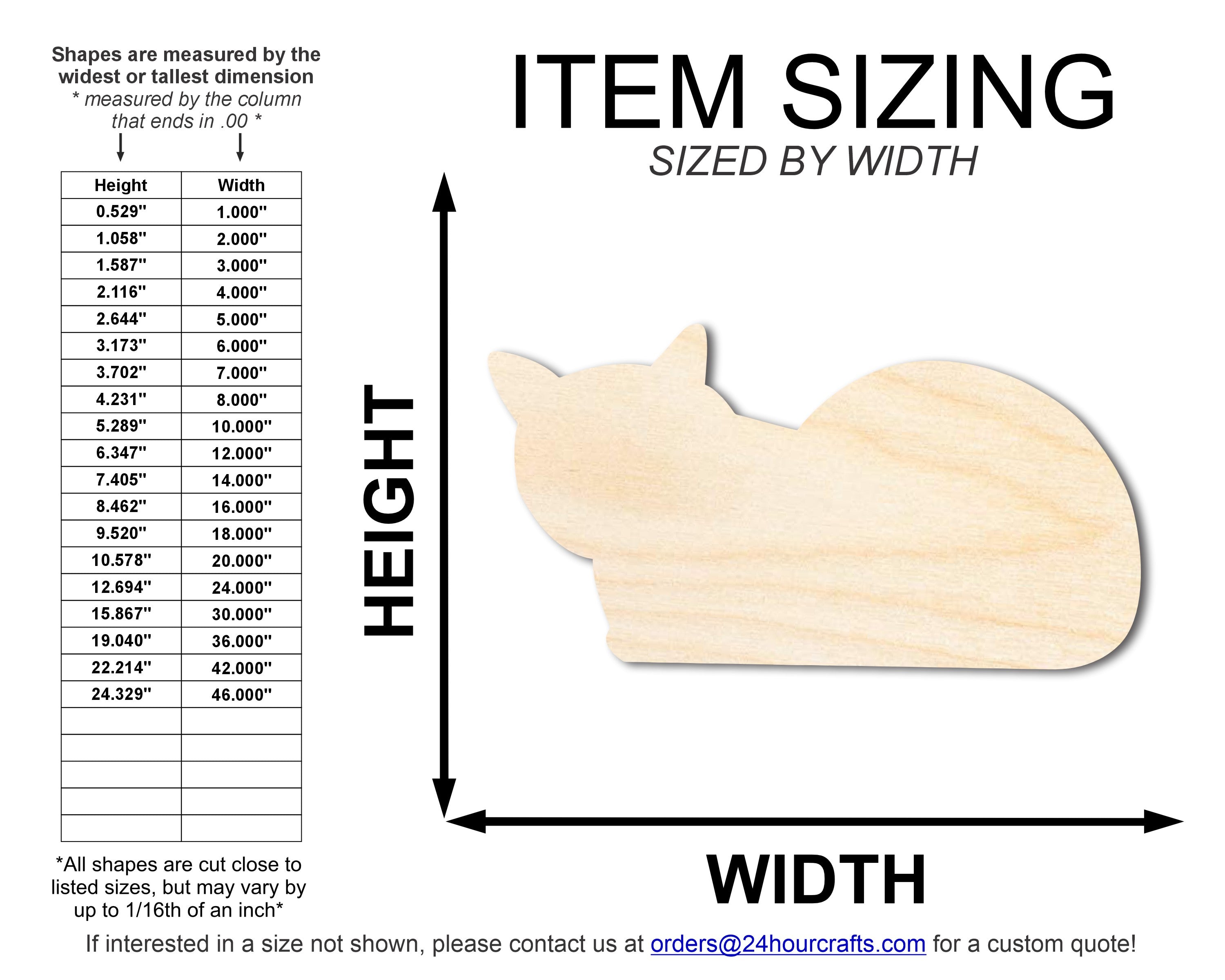 DIY Unfinished Baltic Birch Wood Laying Cat Shape Cutout - Up to 46 Inches