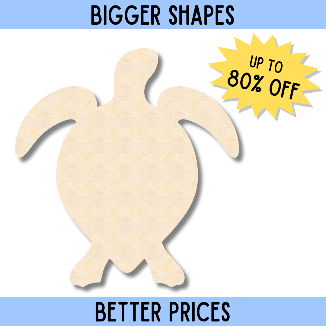 Large - Scale and Cost - Effective Unfinished Wood Sea Turtle Shape for DIY Craft Cutout Projects