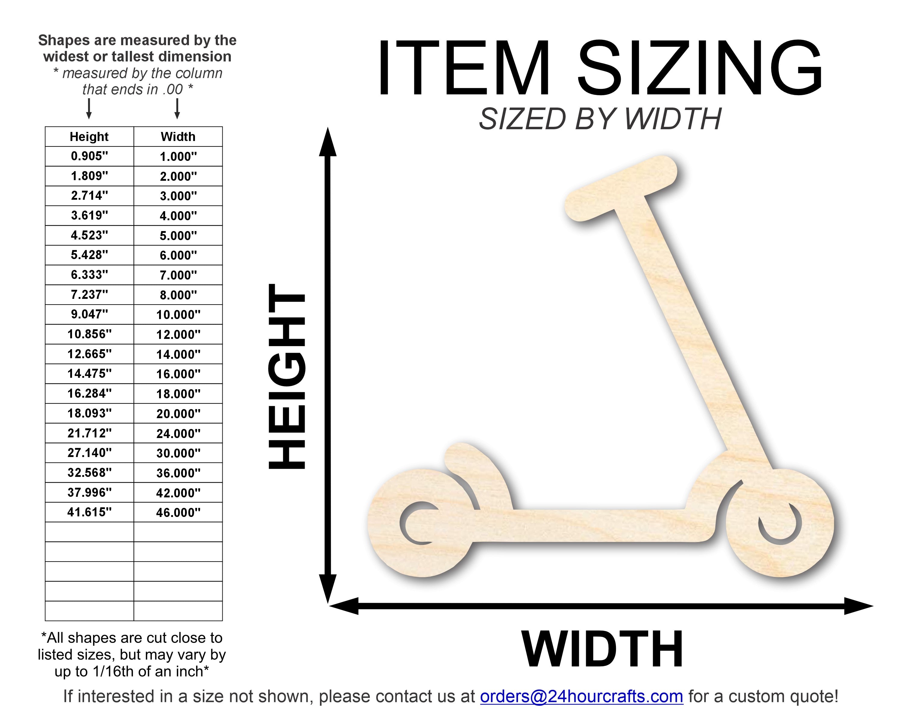 Unfinished DIY Craft Cutout in Wood Scooter Shape | Up to 46 Inches for Do - It - Yourself Projects