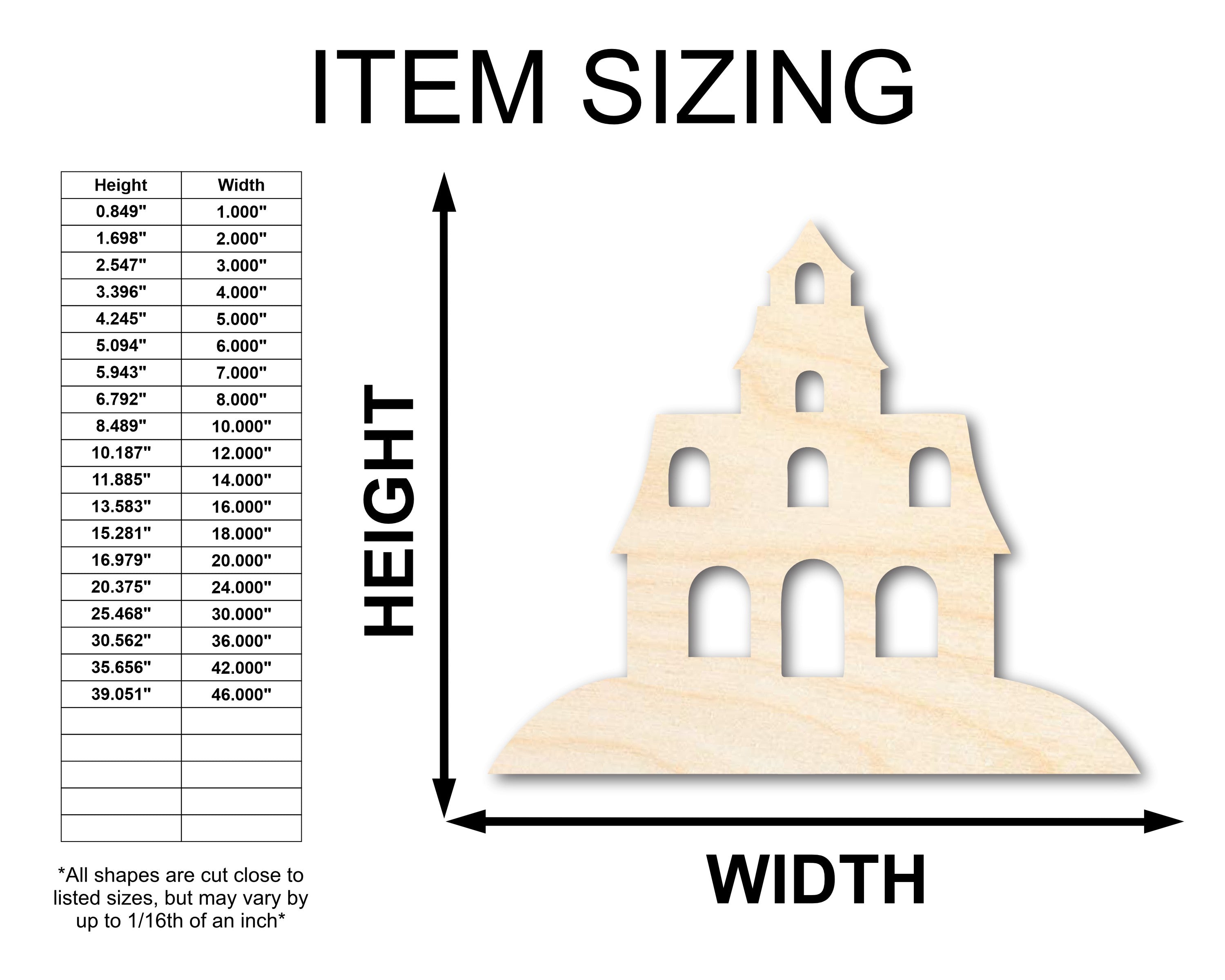 Unfinished Wood Halloween House Shape Crafting Item - Sizes up to 46 Inches