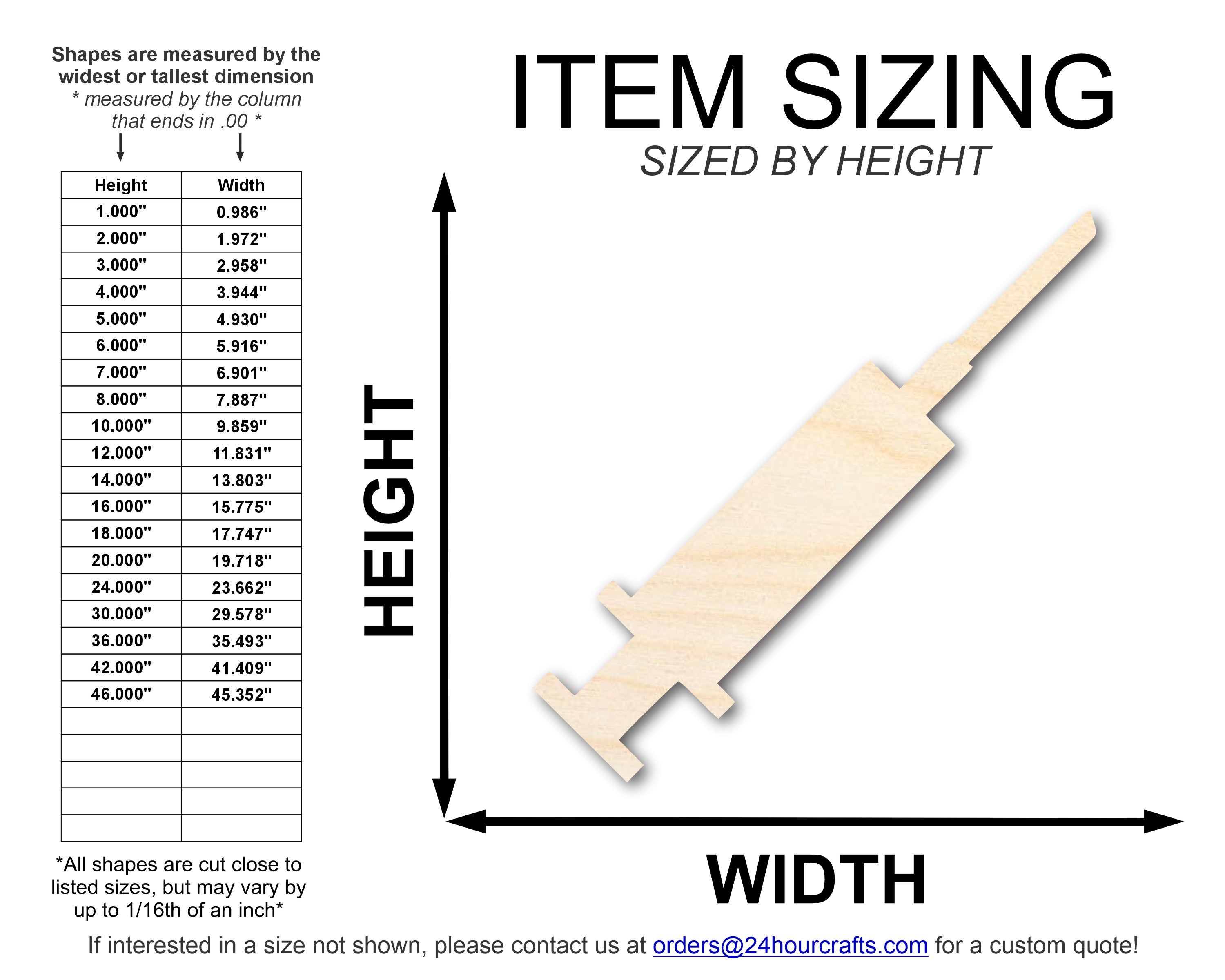 Unfinished Wood Syringe - Shaped DIY Craft Cutouts for Up to 46 DIY Projects