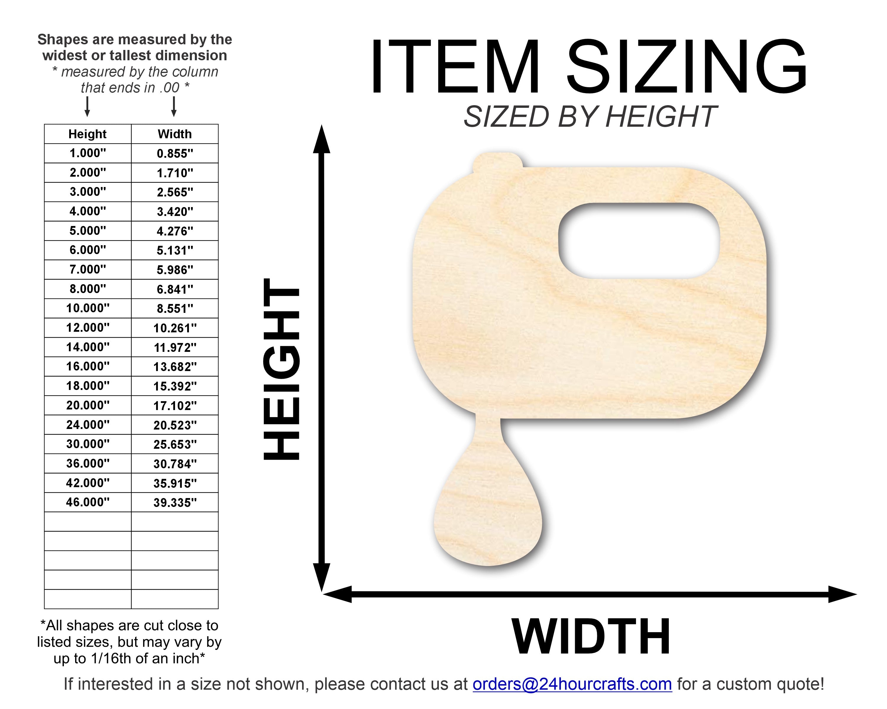 Unfinished Baltic Birch Wood Hand Mixer Shape Cutout for DIY Crafts - Up to 46 Inches for Multiple DIY Projects