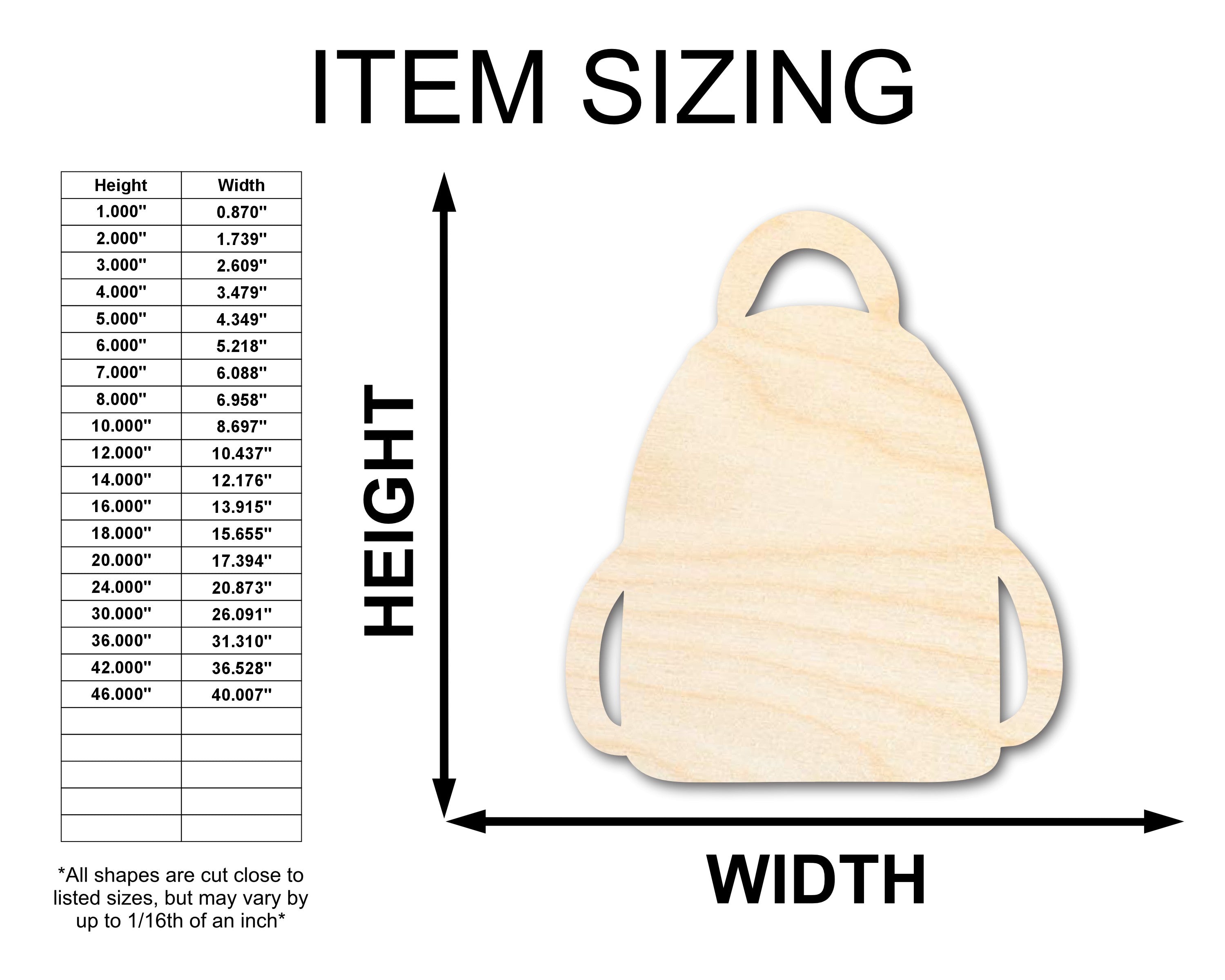 Unfinished Baltic Birch Wood Book Bag Shape Craft Cutouts for Back to School Kids Crafts - Up to 46 Inches for DIY Projects