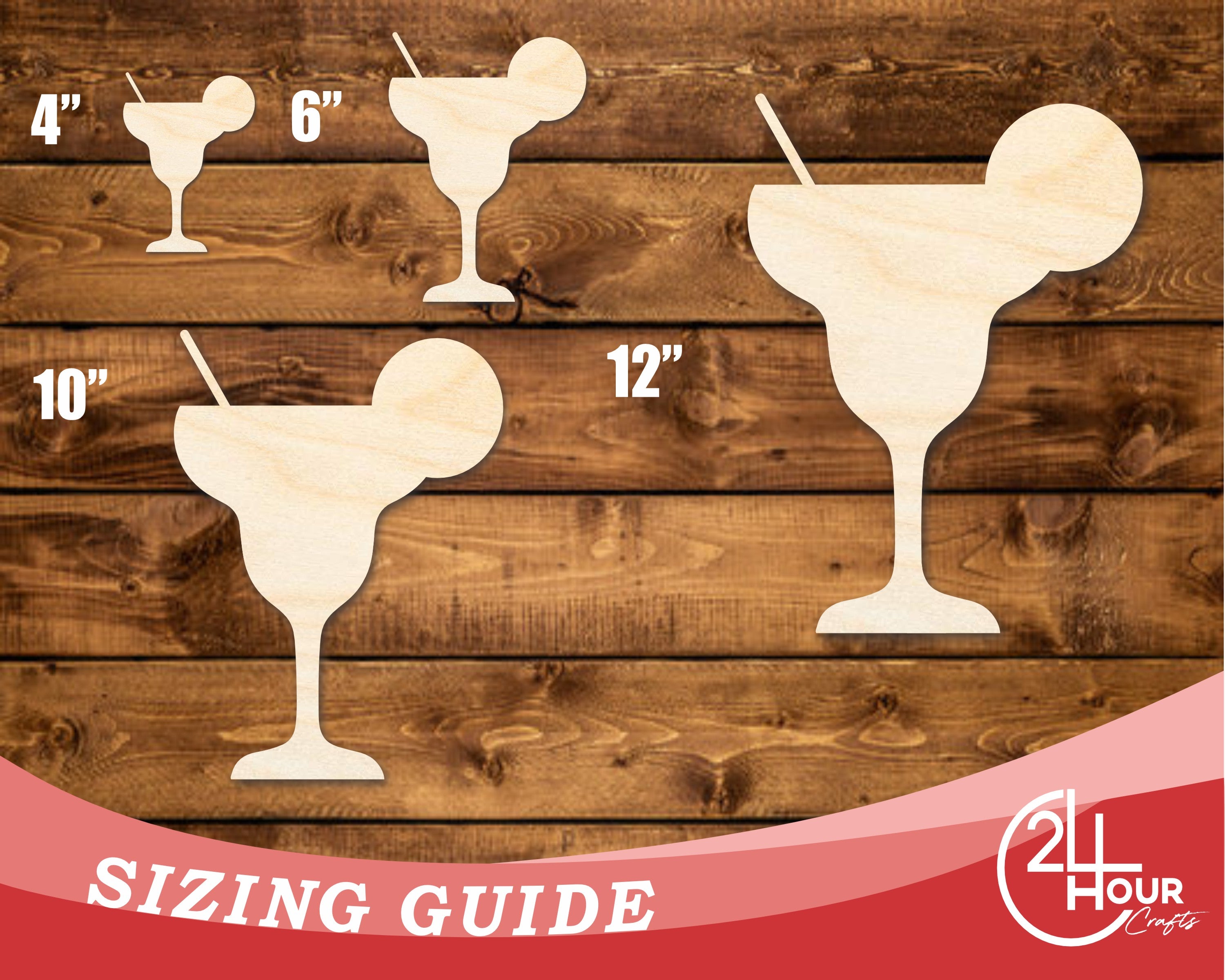 DIY Unfinished Baltic Birch Margarita Shape Cutout up to 46 Inches