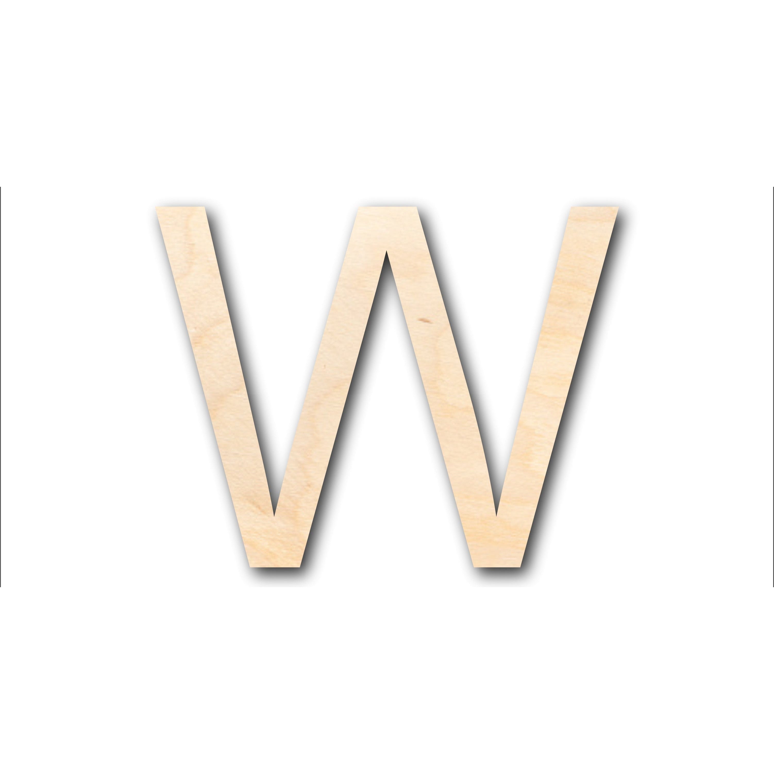 DIY Unfinished Wood Arial Letter W Shape for Crafts, up to 46