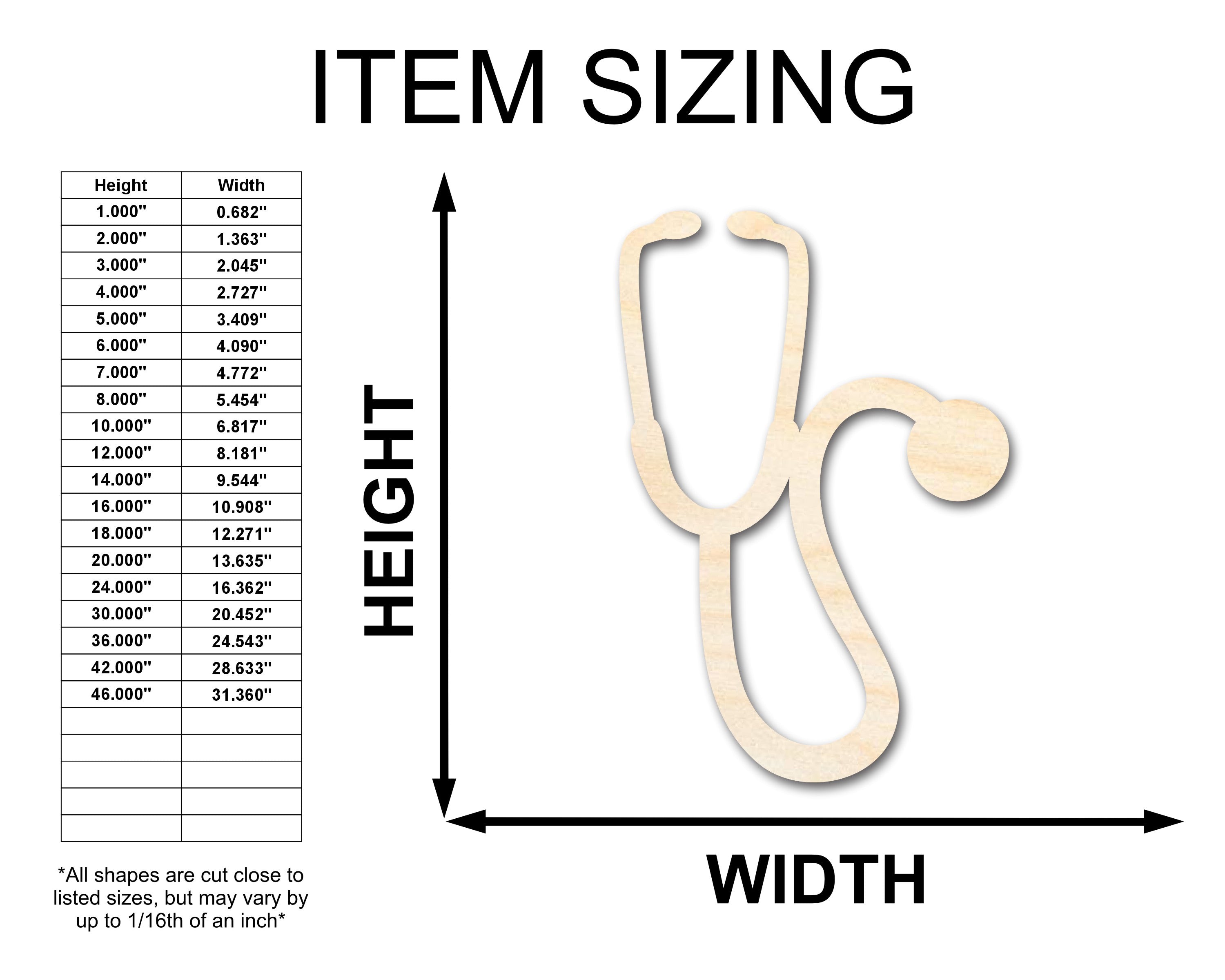 Unfinished Wood Stethoscope Shape Craft Cutout for Up to 46 Different DIY Projects