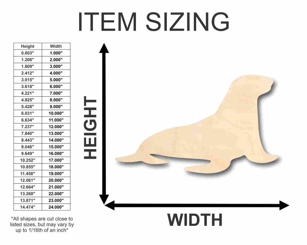 Unfinished DIY Wood Sea Lion Shape Ideal for Ocean - Themed Nursery Crafts, Sizes up to 46 Inches