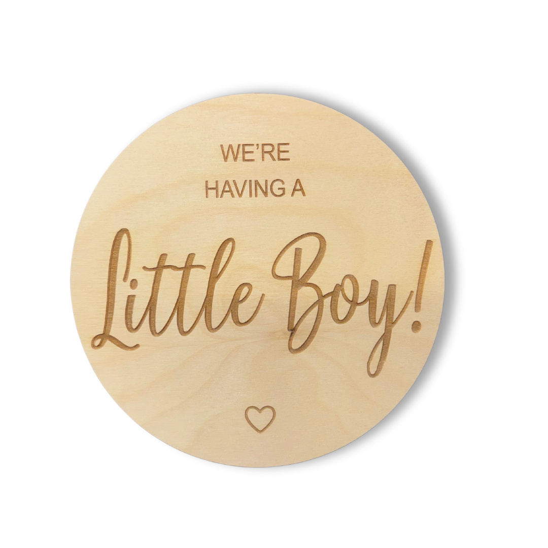 Engraved Round Wood Cutouts (1/4 Thick) for Celebrating the Arrival of a Little Boy