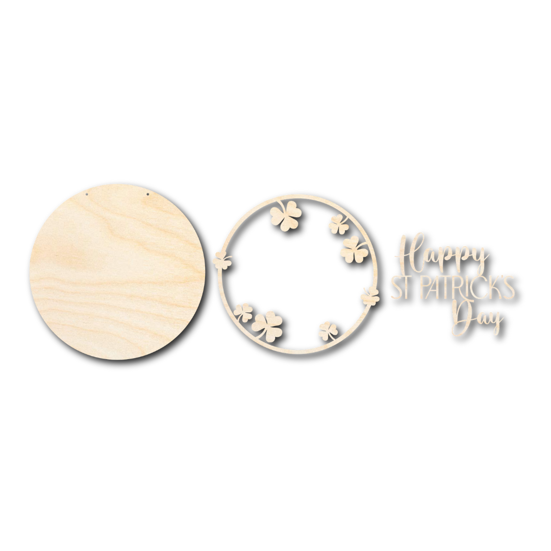 1/4 Thick Unfinished Wood St. Patrick's Day Happy Door Sign Craft Kit