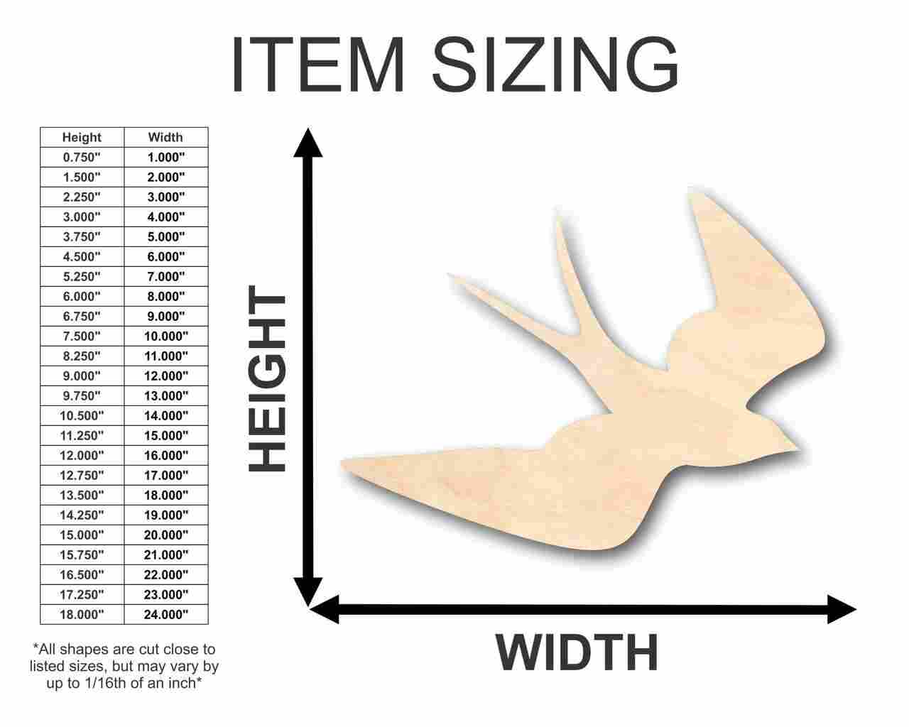 Unfinished Wood Swallow Shape - Ideal for Bird - Themed Animal Crafts - Up to 46 DIY Projects
