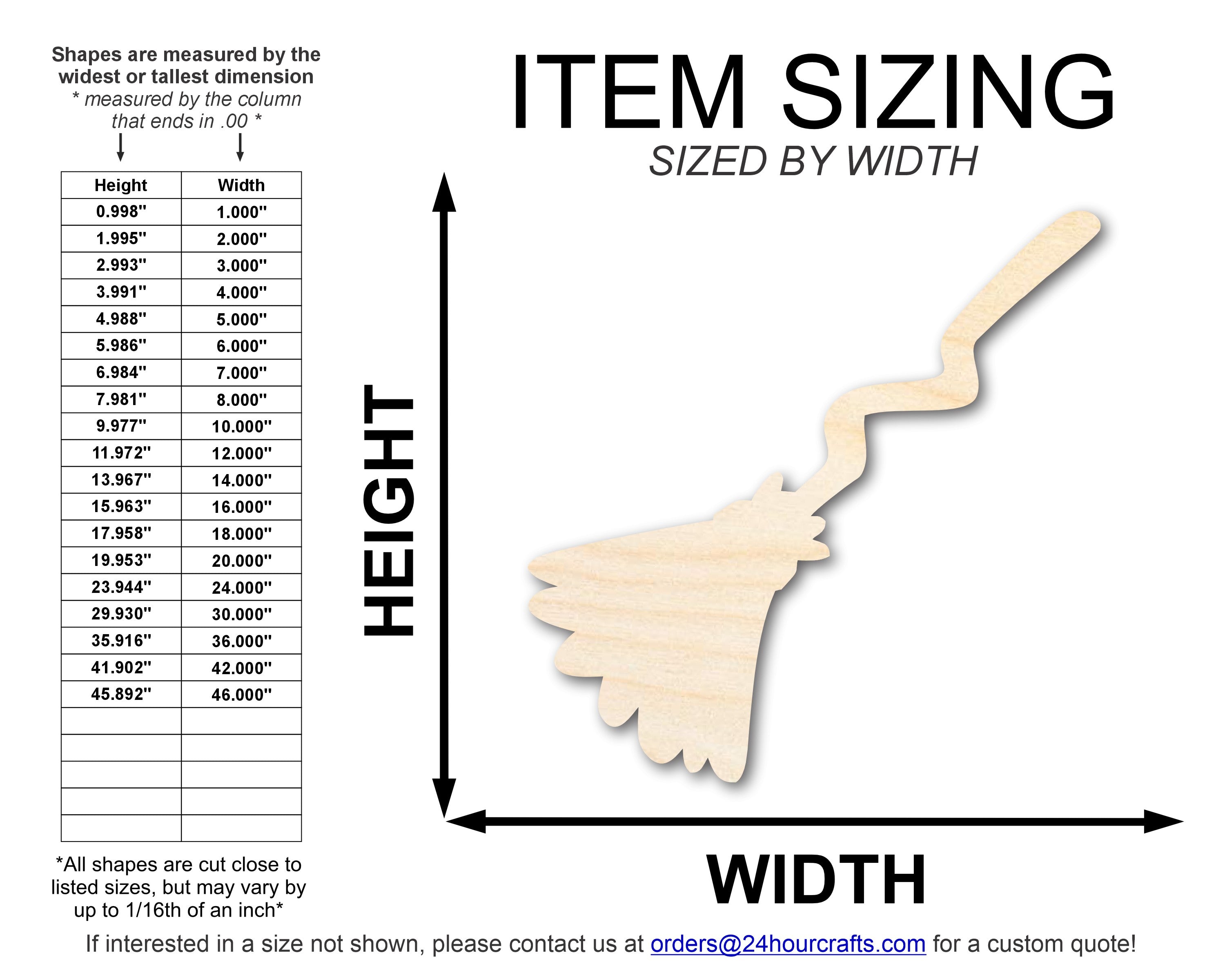 DIY Unfinished Wood Wizard Broom Shape Cutout, Up to 46 Inches for 24+ Crafts