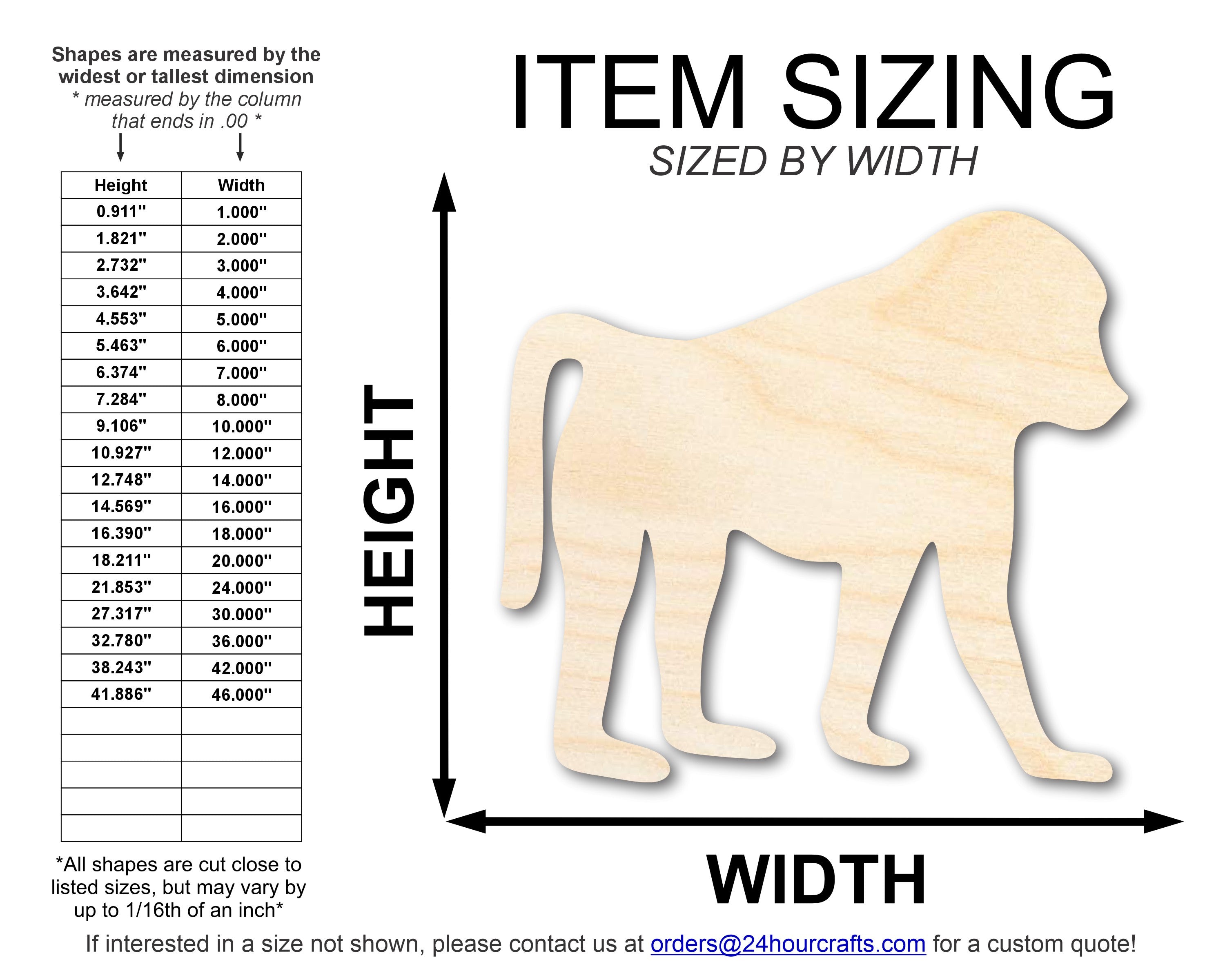 DIY Unfinished Birch Wood Baboon Shape Cutout - Sizes Up to 36 Inches