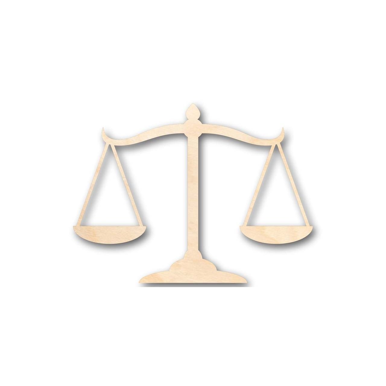 Unfinished Wood Justice Scales Shape for Law, Courthouse, and DIY Craft Projects - Sizes Up to 46 Inches