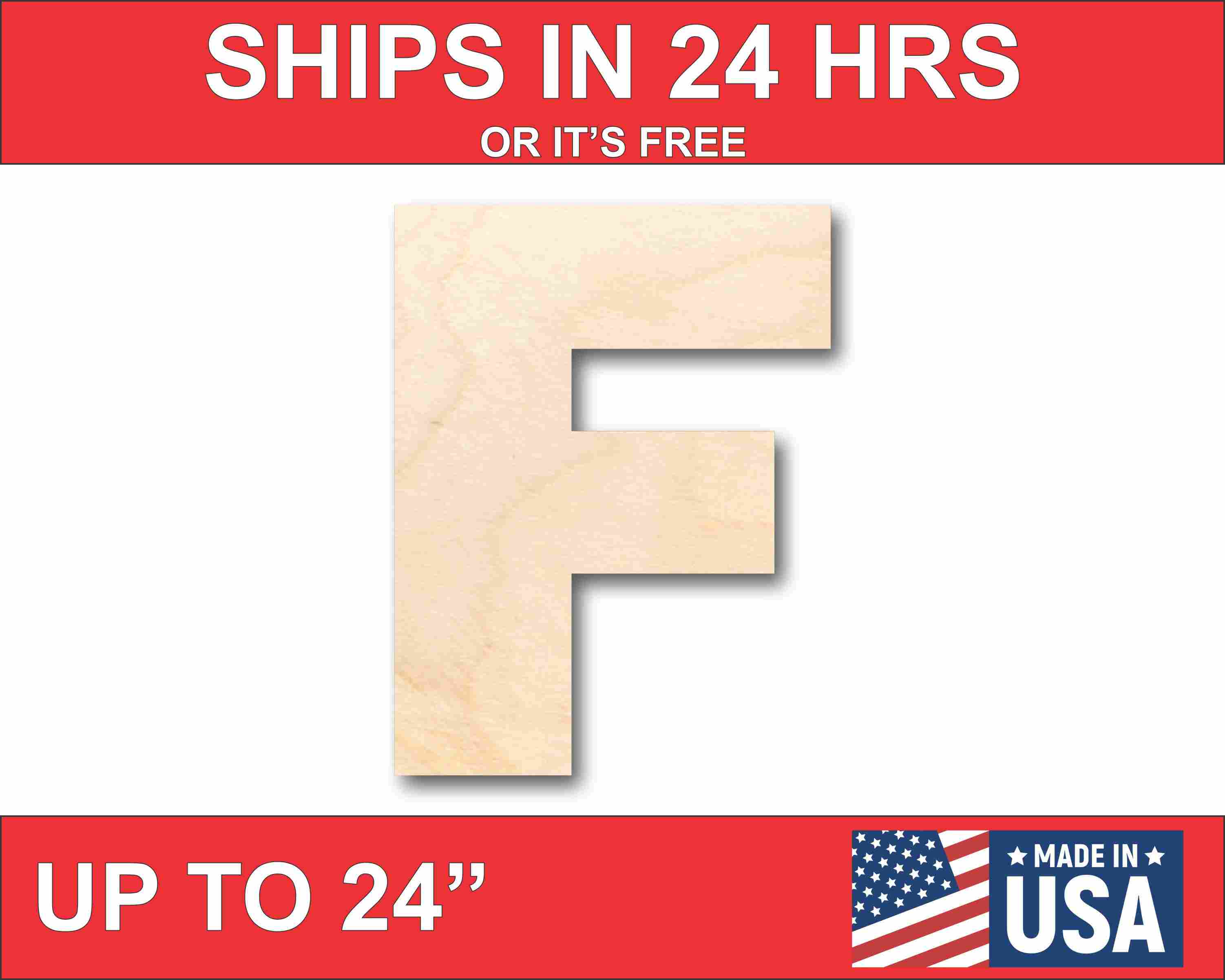 DIY Unfinished Wood Block Letter F for Crafts - Sizes up to 46