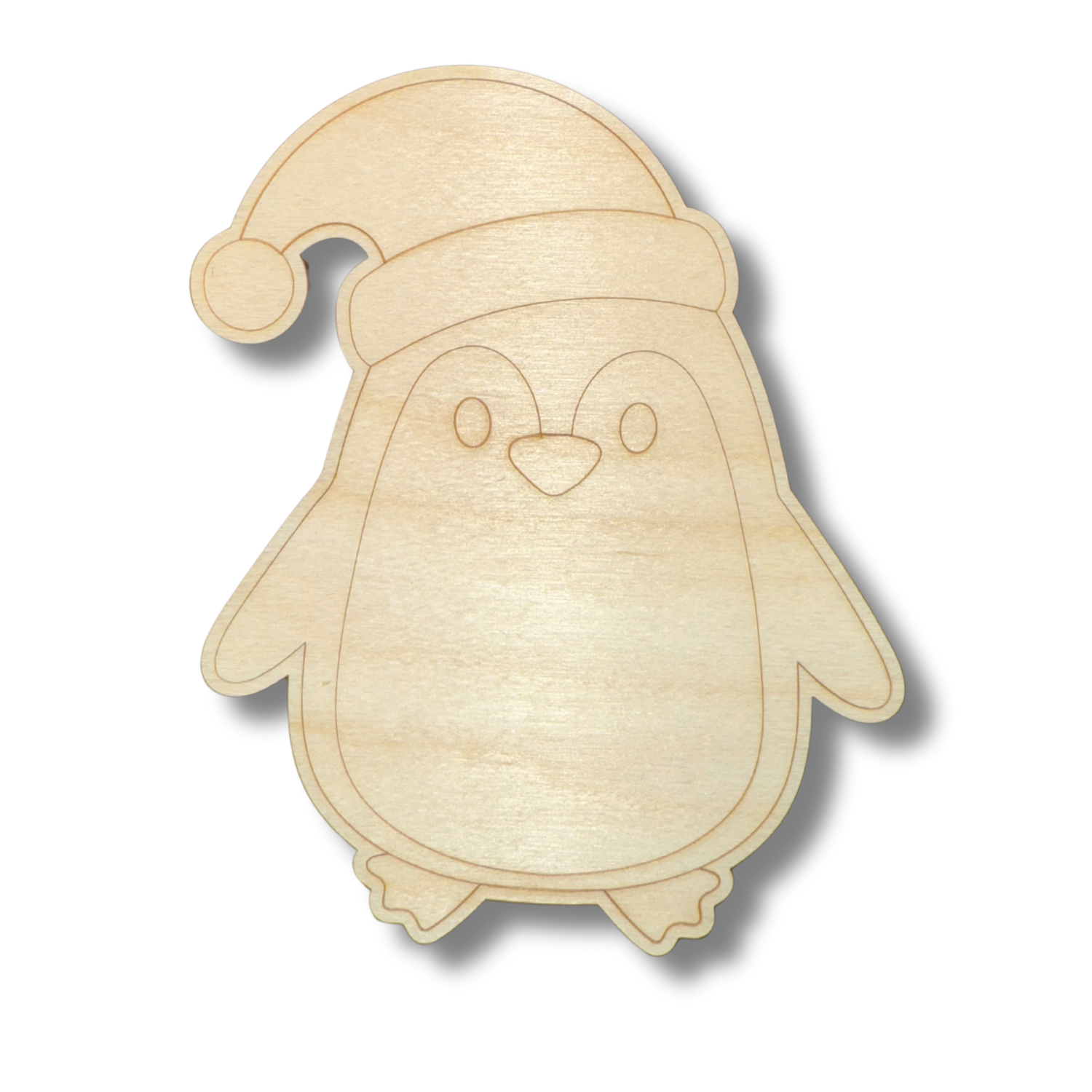 Unfinished Laser - Etched Winter Penguin - Shaped Wood Pieces for Line - by - Line Painting Crafts, Up to 30 DIY Options