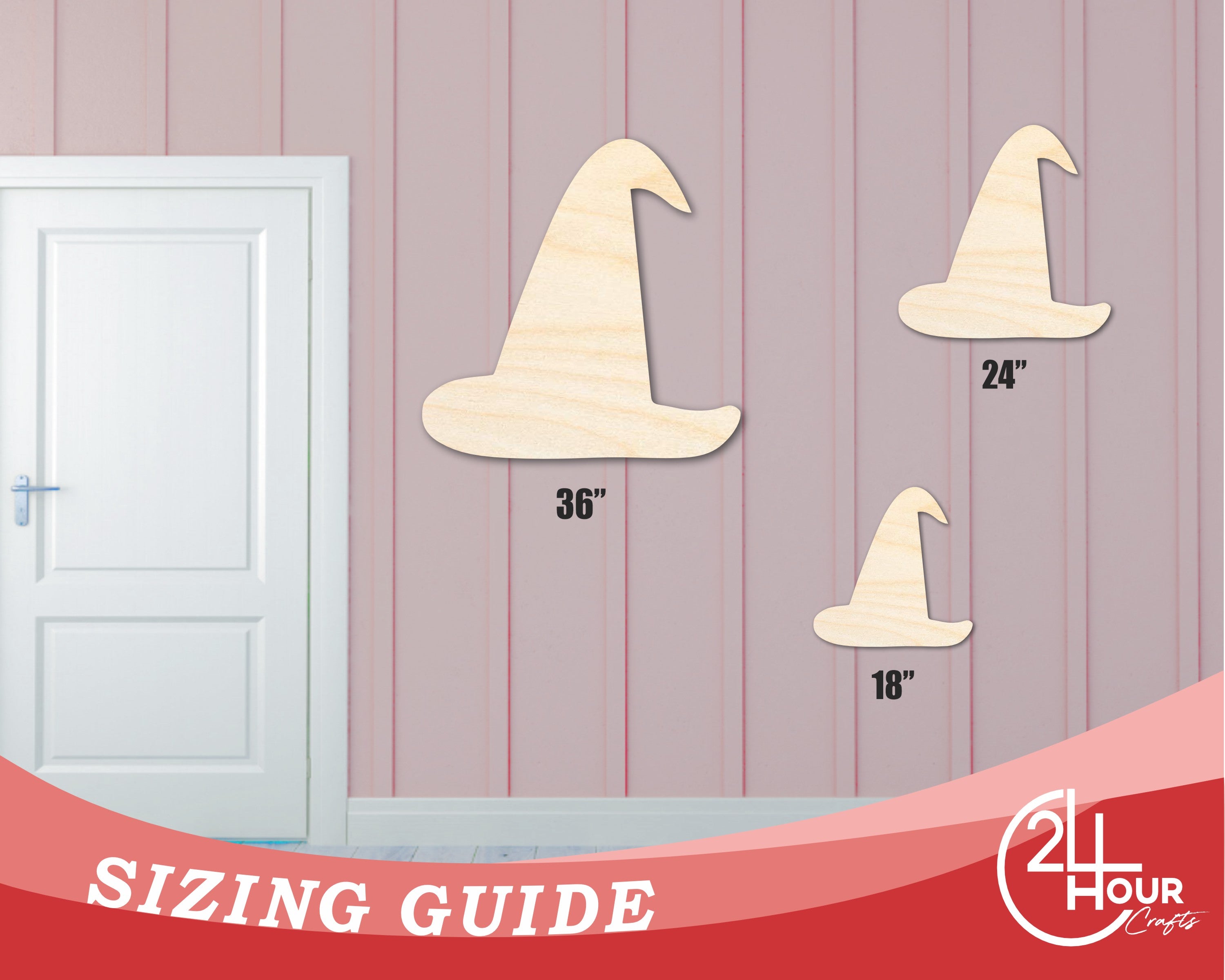 Large-Scale, Cost-Effective Unfinished Wood Witch Hat Silhouette for DIY Crafts