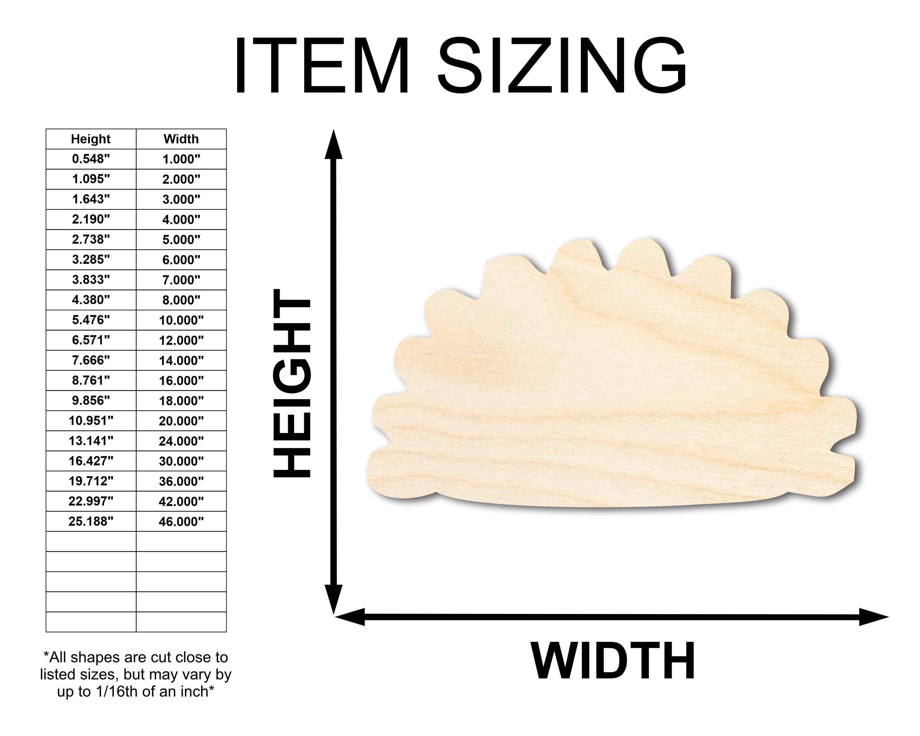 Unfinished Baltic Birch Wood Pierogi Silhouette Shape for Crafts - Sizes up to 46 Inches