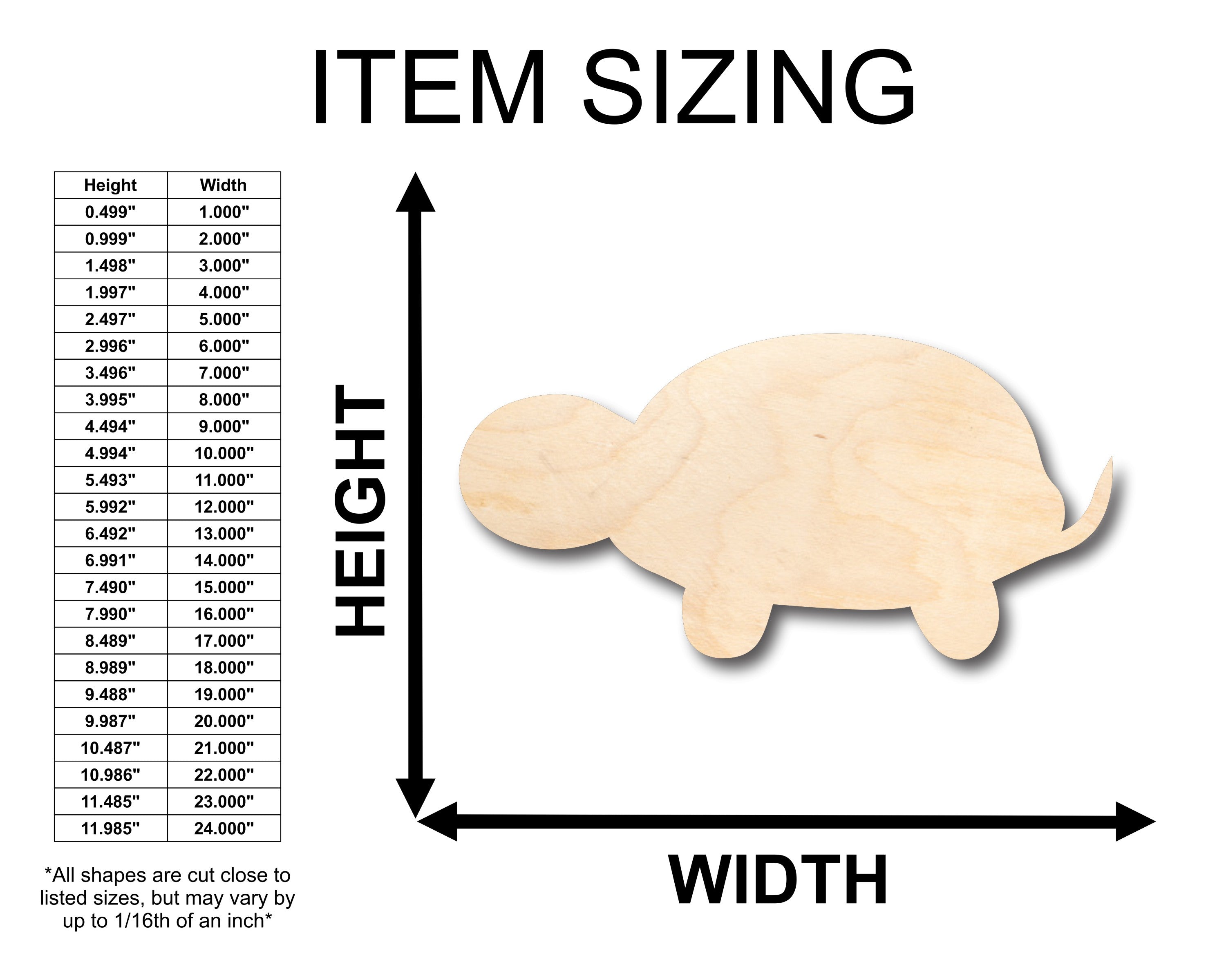 Unfinished Baltic Birch Wood Crafts in Adorable Turtle Shape for Up to 46 DIY Projects