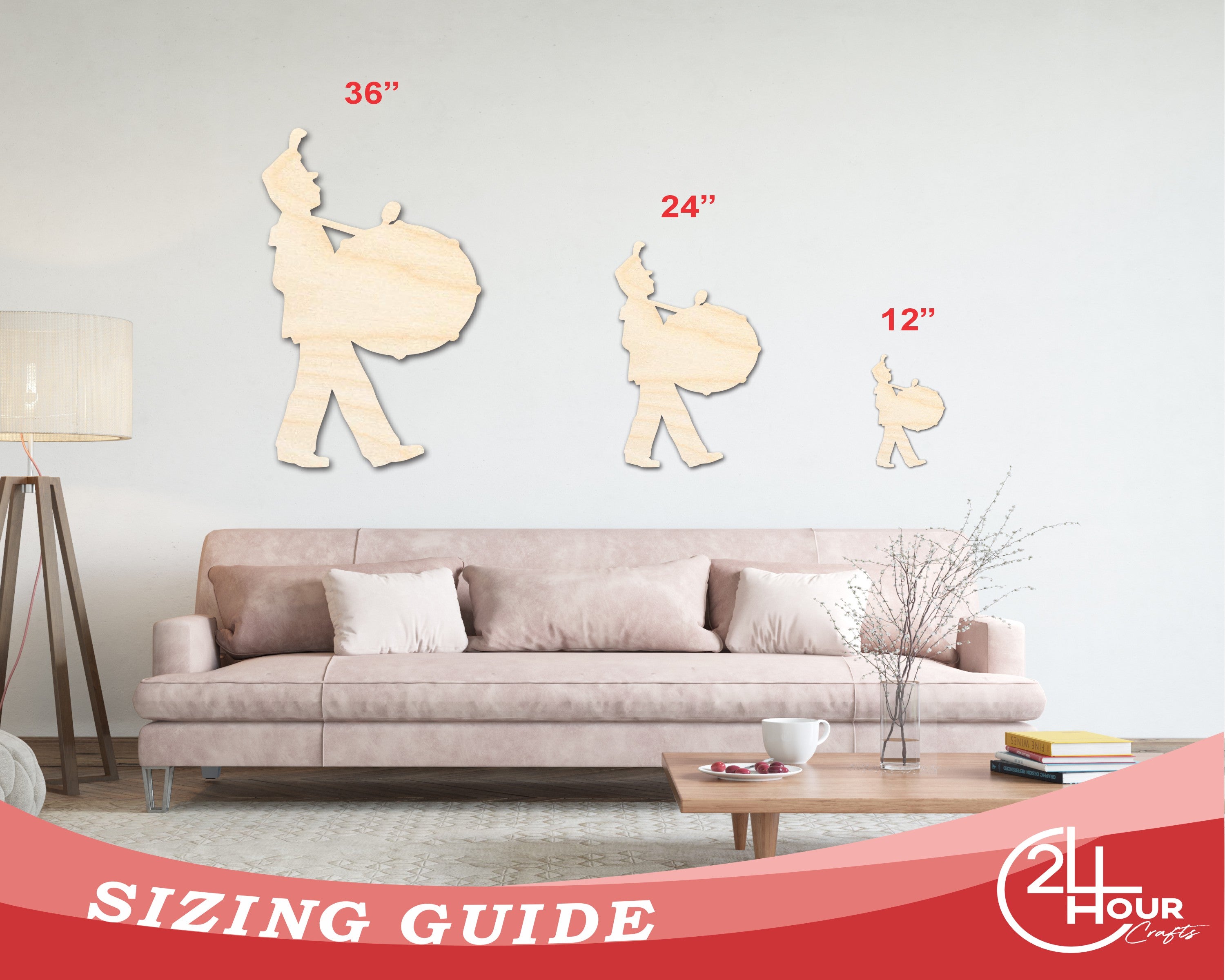 DIY Unfinished Baltic Birch Marching Band Drumline Silhouette Cutouts up to 46"