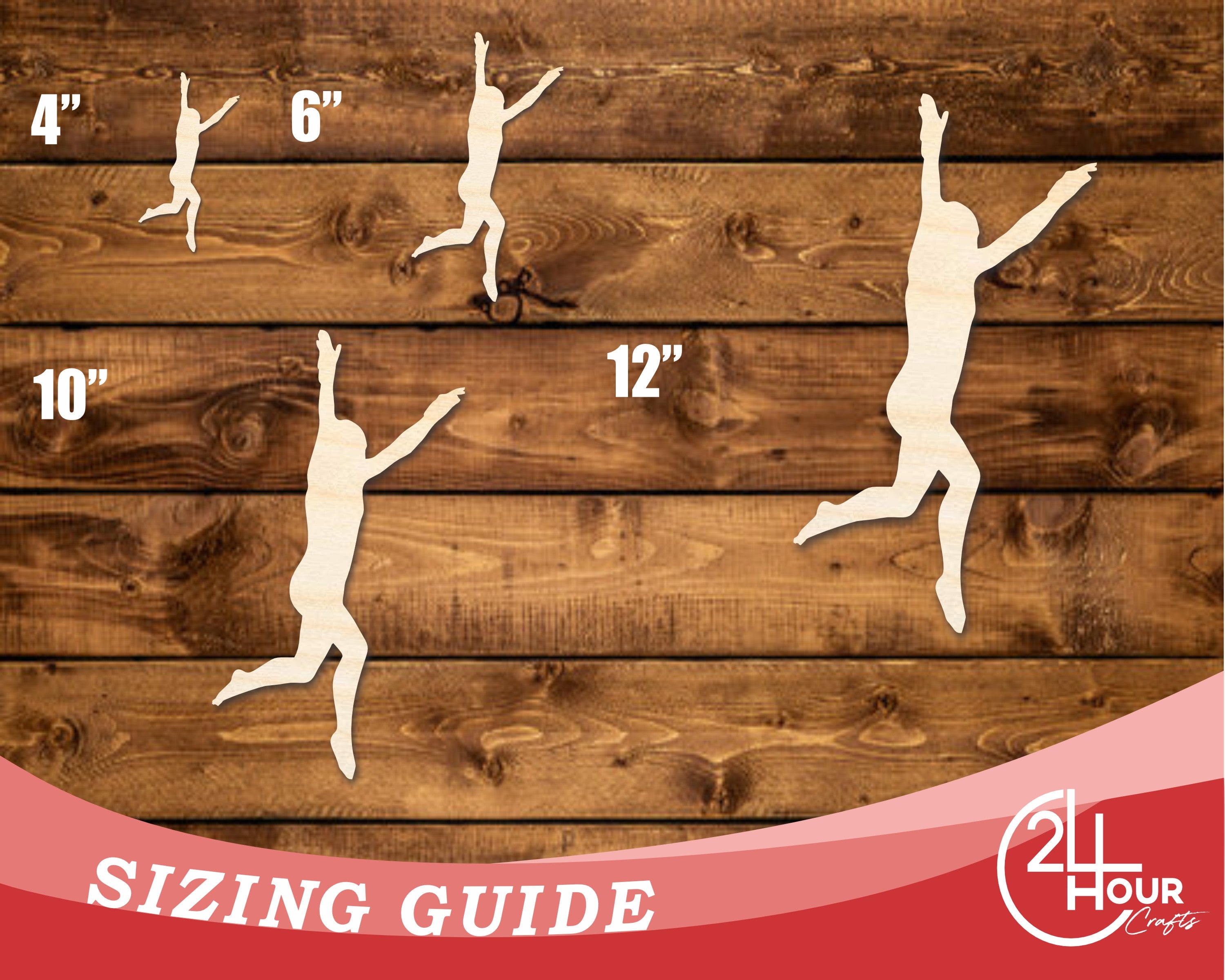 Unfinished Baltic Birch Wood Gymnast Roundoff Shape Cutout for DIY Crafts, Sizes Up to 46 Inches