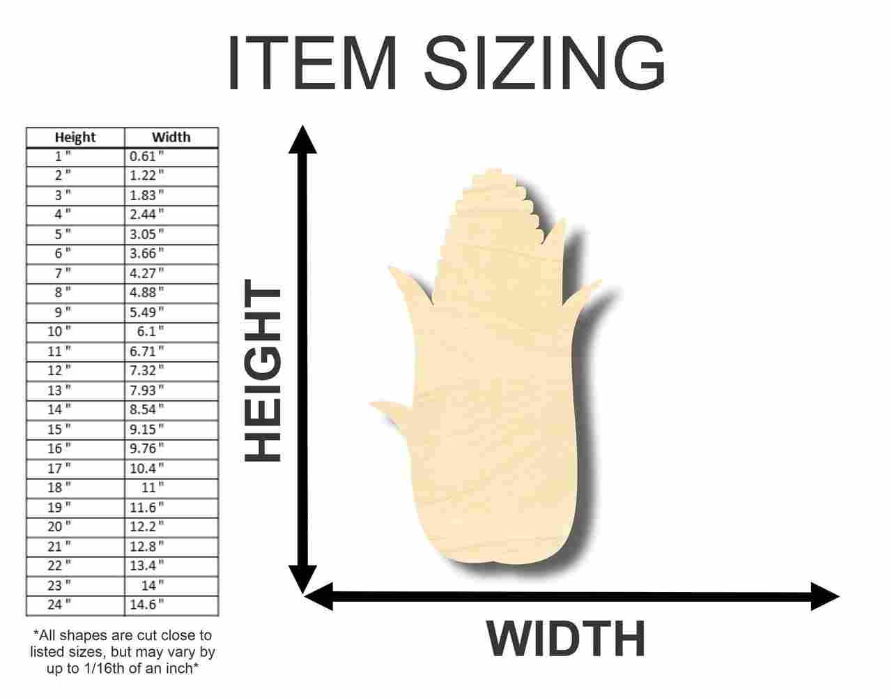 Unfinished Wood Corn Shaped DIY Crafts for Fall Kitchen and Food Decor - Up to 46 Pieces Available