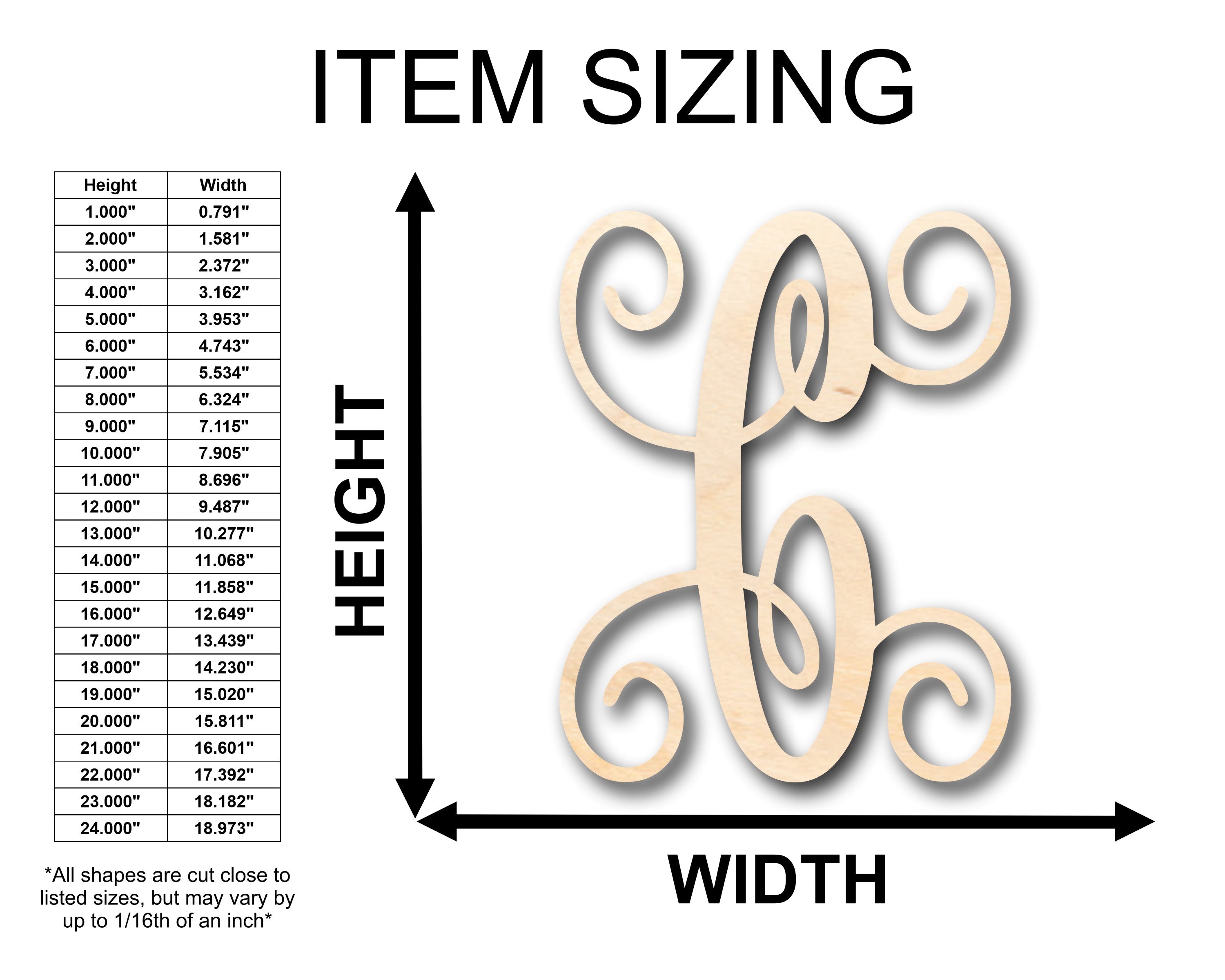 Unfinished Wood Monogram C - shaped Craft Items for Up to 46 DIY Projects