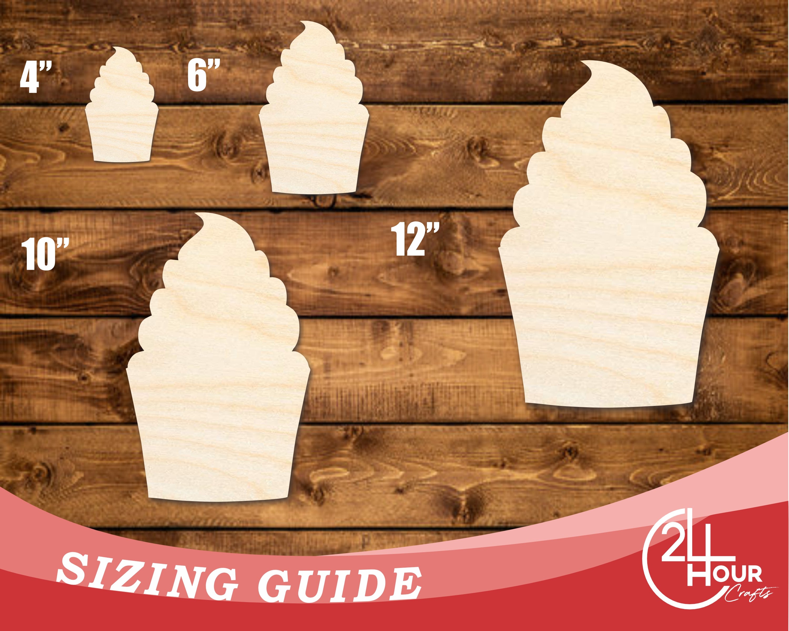 DIY Unfinished Baltic Birch Wood Cupcake Shape Cutouts up to 46 Inches