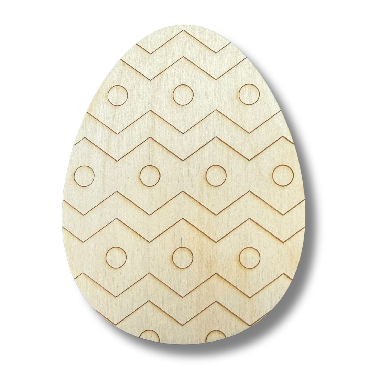 Unfinished Wood Crafts - Etched Zig Zag Pattern in Egg Shape for Paint By Line DIY Projects, Up to 30 Pieces