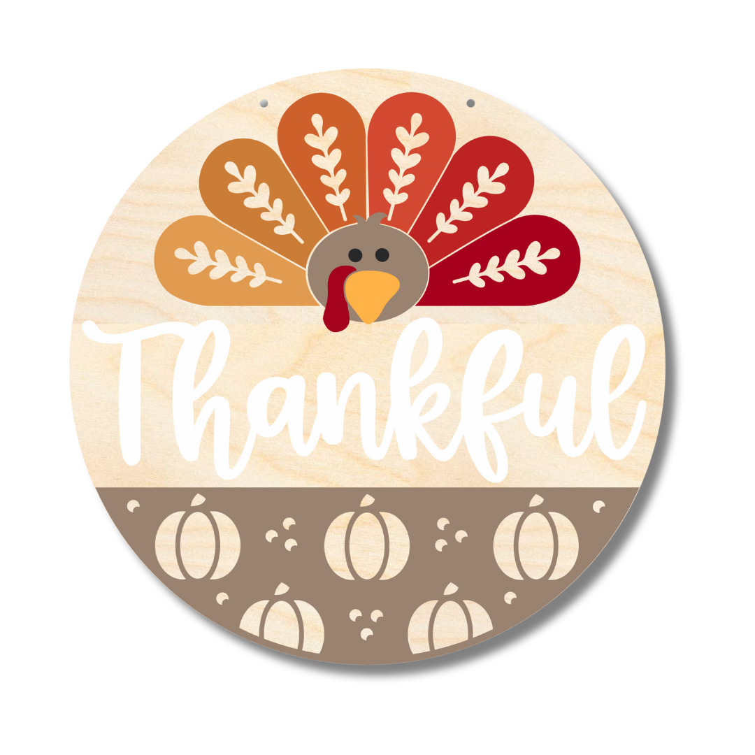 1/4-Inch Thick Unfinished Wood Thanksgiving Door Sign Kit for Creative Home Decor