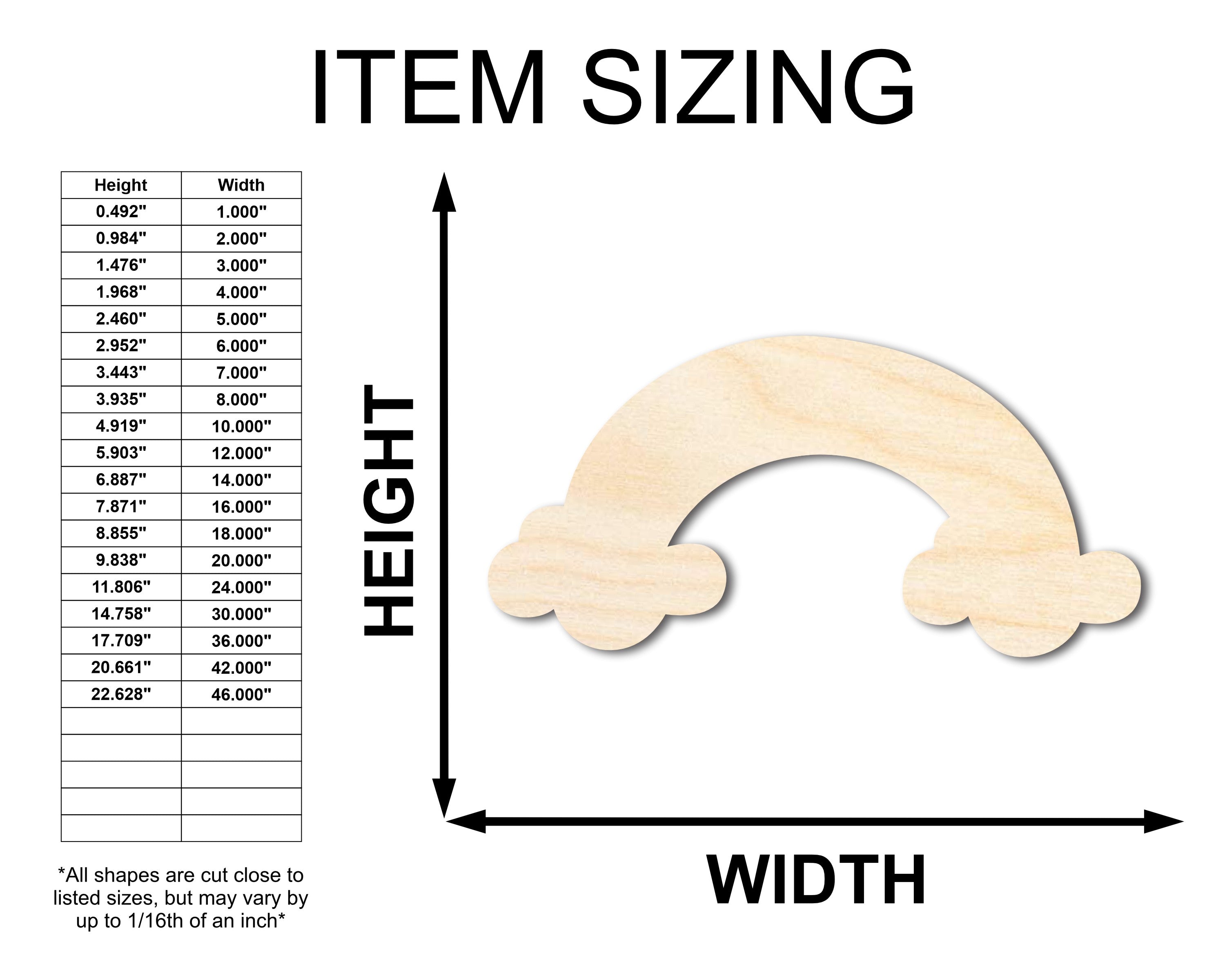 Unfinished Baltic Birch Wood Rainbow Silhouette Craft Supplies for Up to 46 DIY Projects
