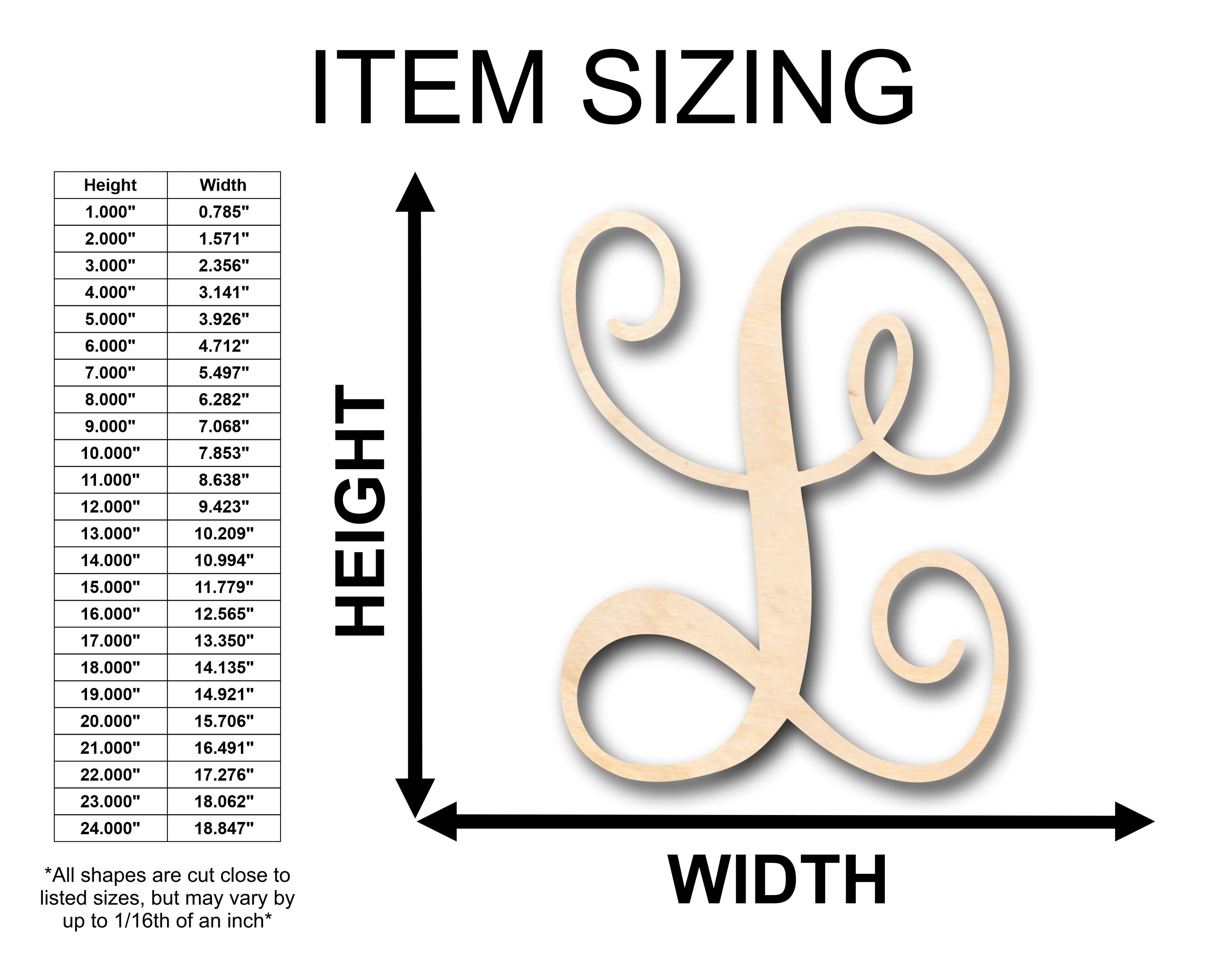 DIY Unfinished Wood Monogram L Shape - Craft Pieces up to 46