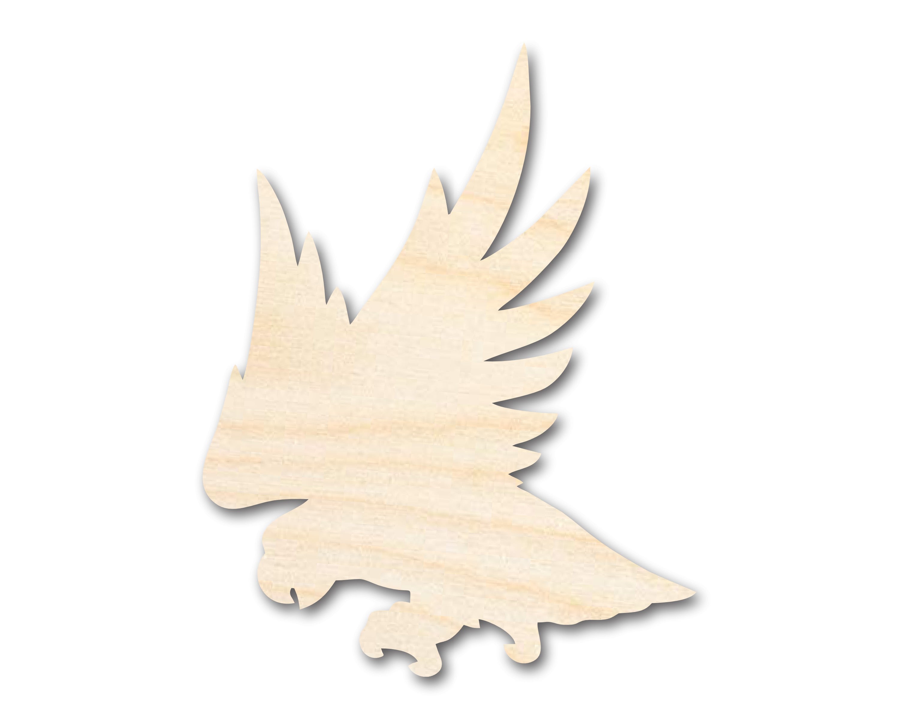 Unfinished DIY Craft Cutout of Wood Hawk Mascot Shape with Up to 46 DIY Options