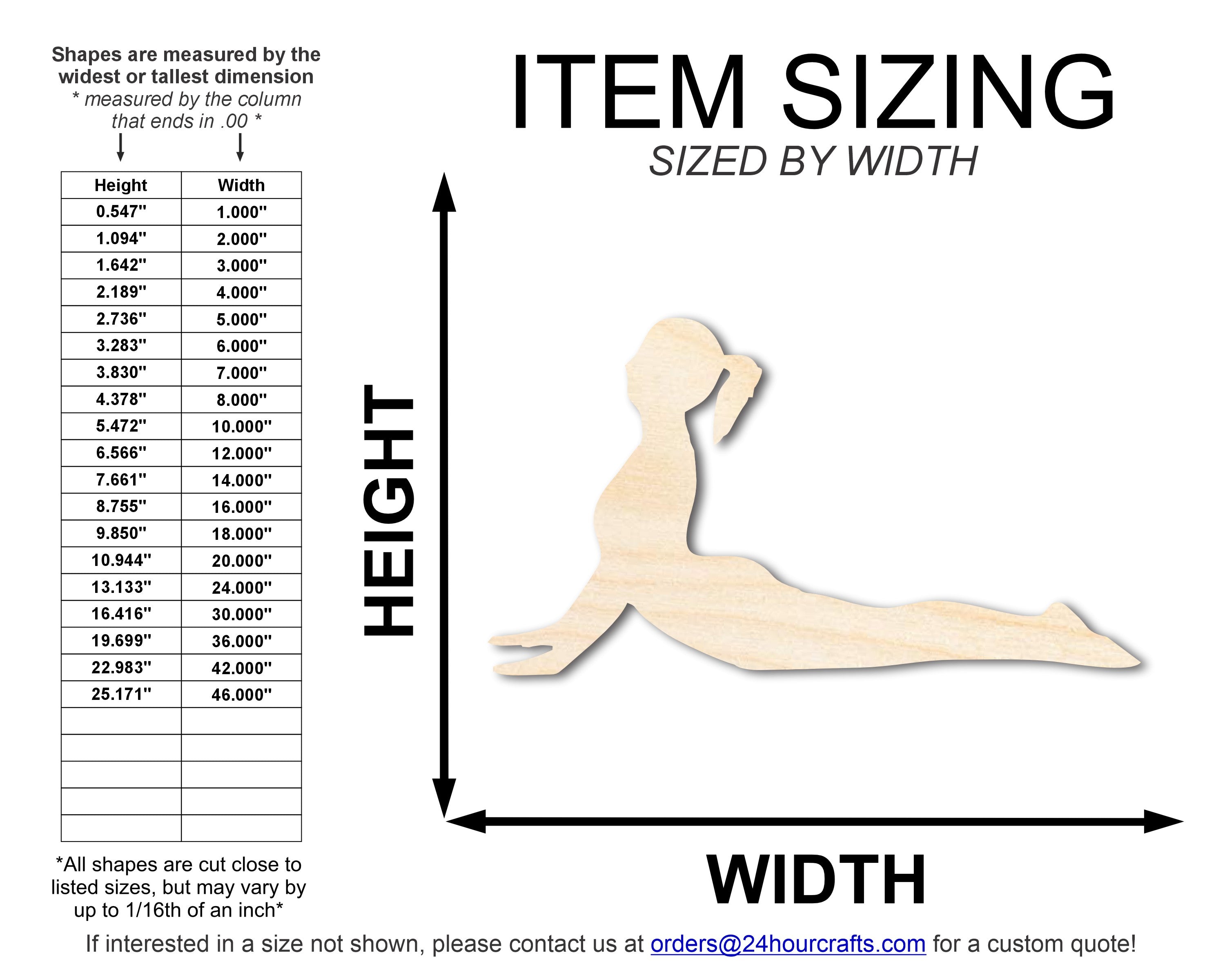 Unfinished Baltic Birch Wood DIY Craft Cutout in Yoga Cobra Pose Shape, Available in Sizes Up to 46 Inches for Multiple DIY Projects