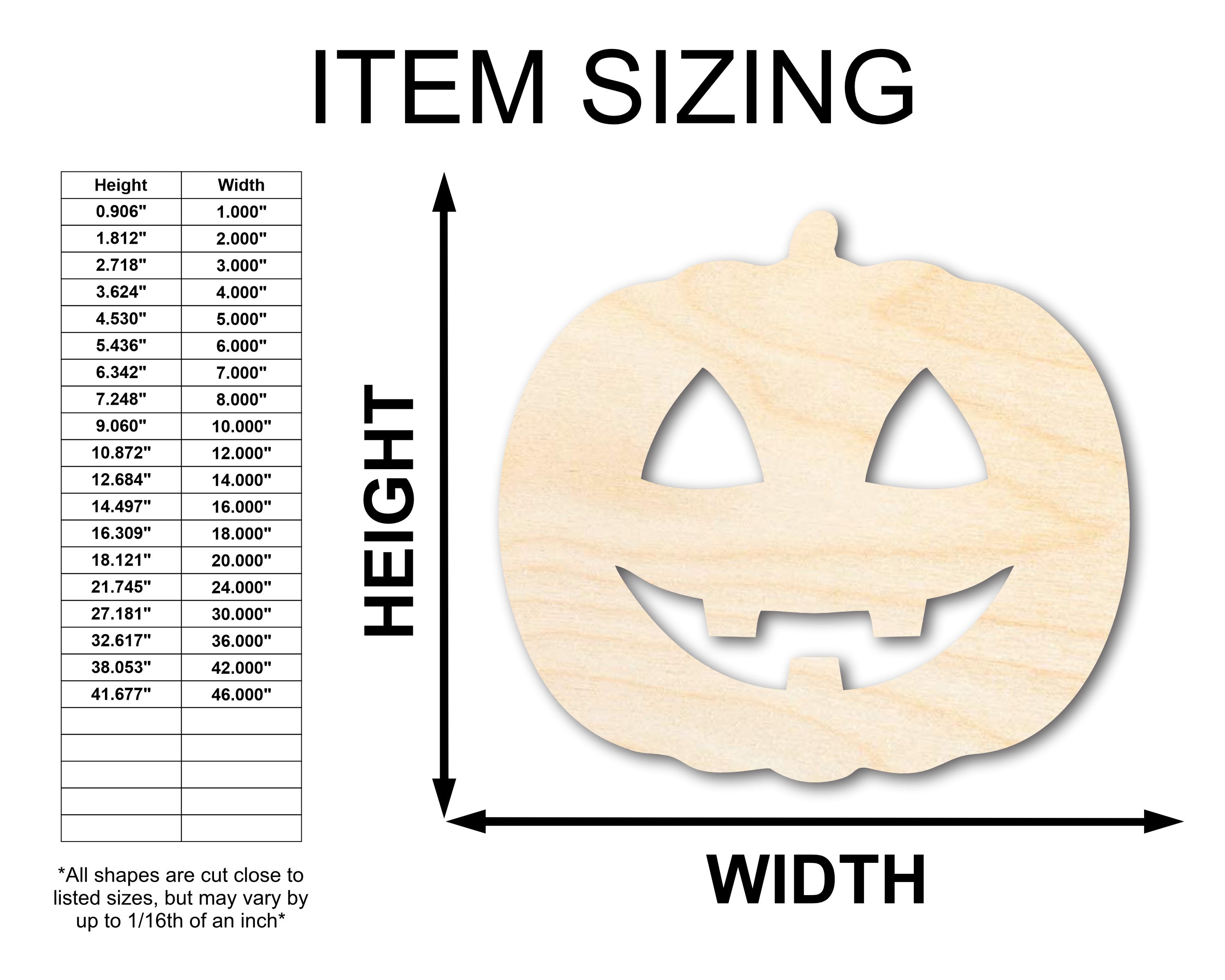 Unfinished Sanded Wood Happy Pumpkin Shape Crafts up to 36 Inches