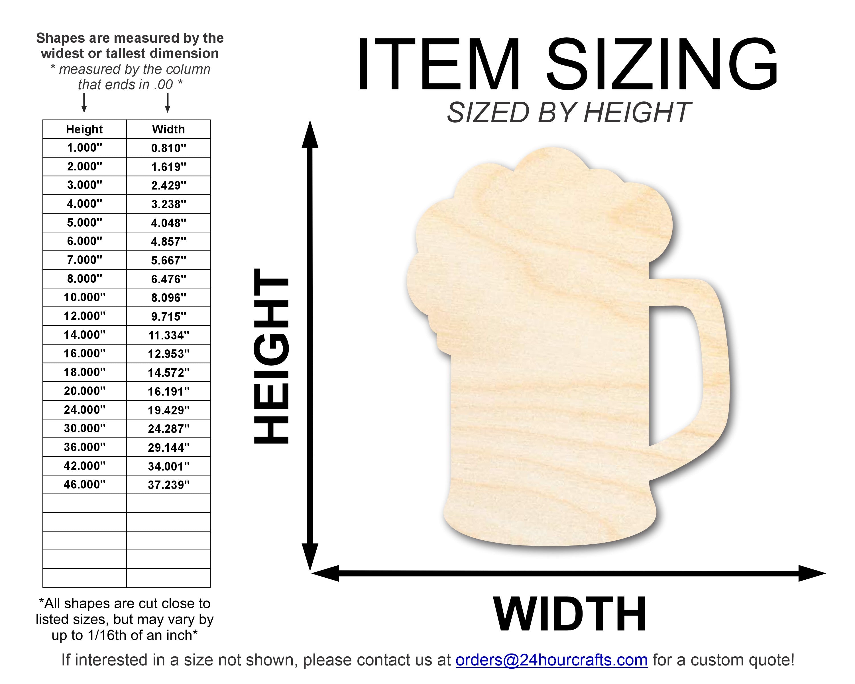 Unfinished DIY Craft Cutout in the Shape of a Wood Beer Mug | Up to 46 DIY Projects Available