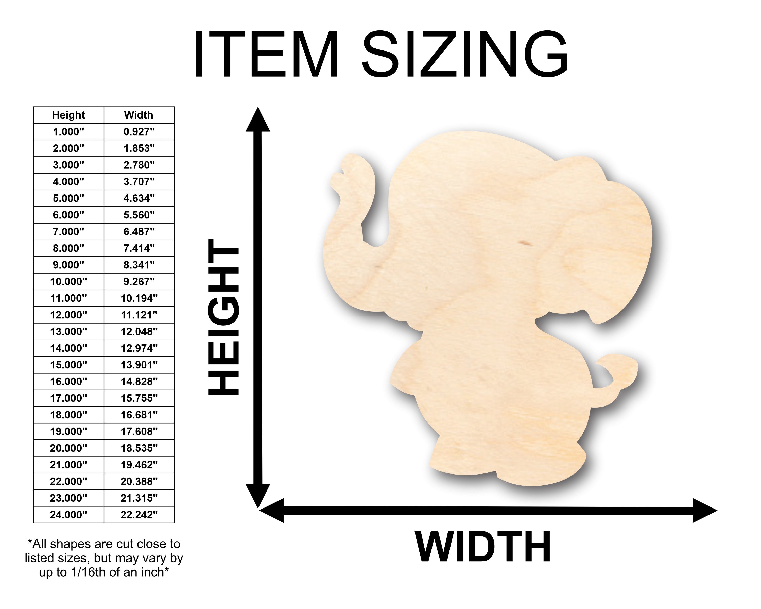 Unfinished Wood DIY Craft - Adorable Baby Elephant Shape for Up to 46 DIY Projects