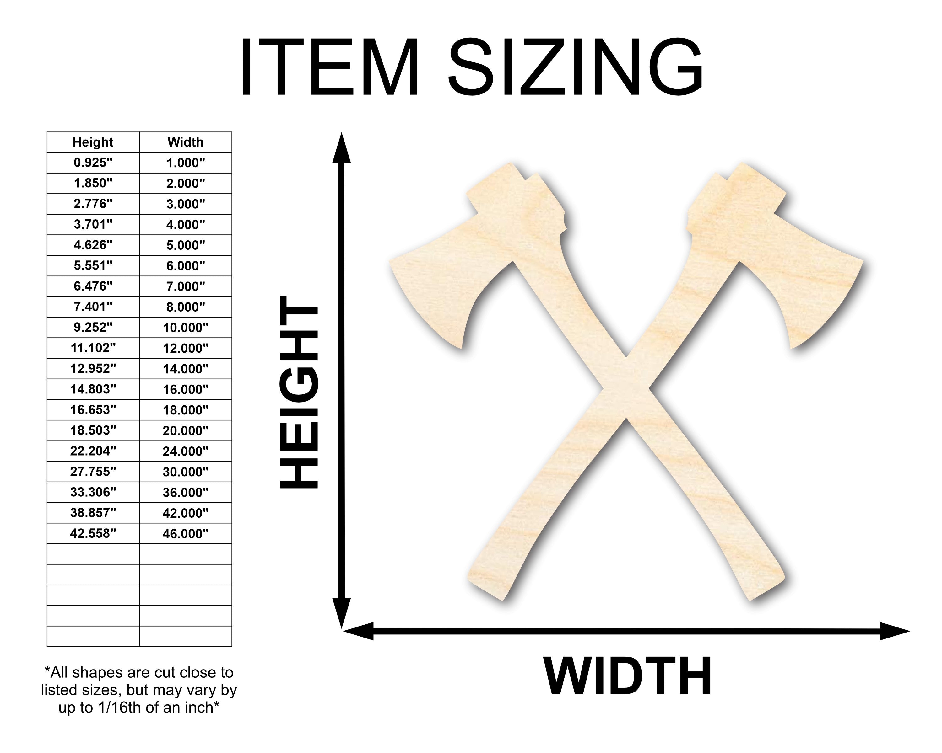 Unfinished Medieval Viking Style Wood Crossed Axes Shape for Up to 46 DIY Craft Projects
