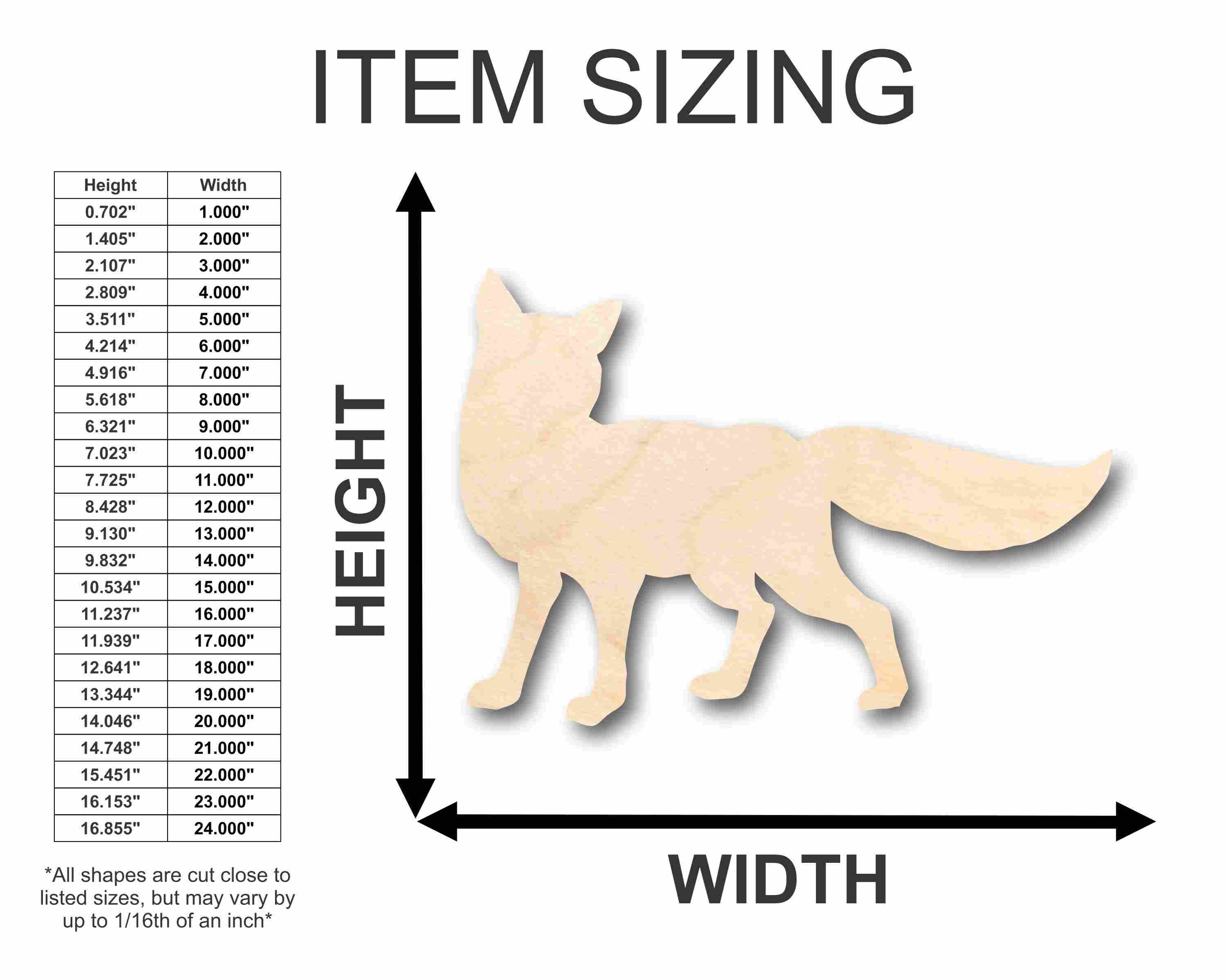 Unfinished Wood Craft Fox Silhouette for Up to 46 DIY Projects