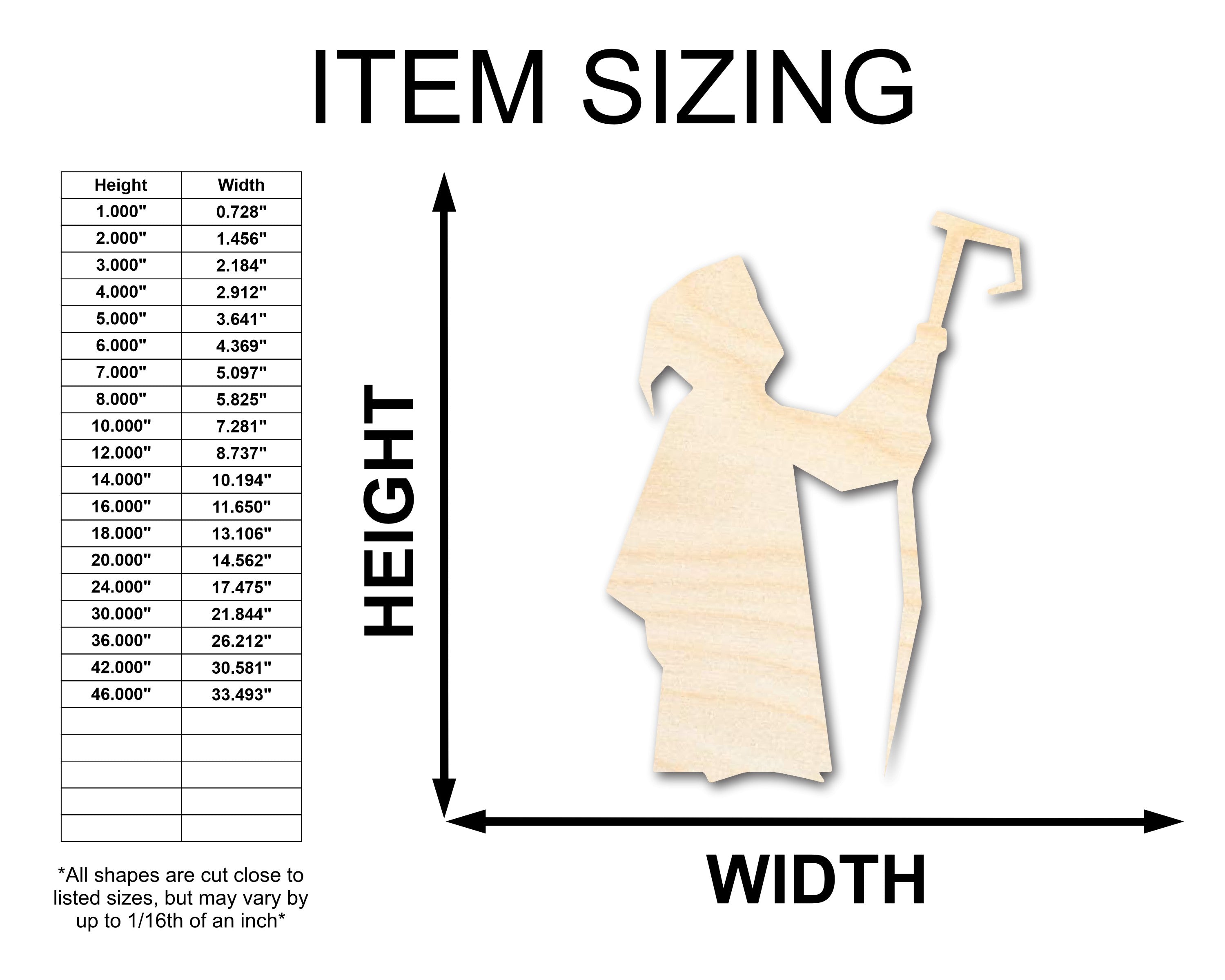 Unfinished Wizard - Shaped Wood Craft Items with Sizes Up to 46 Inches